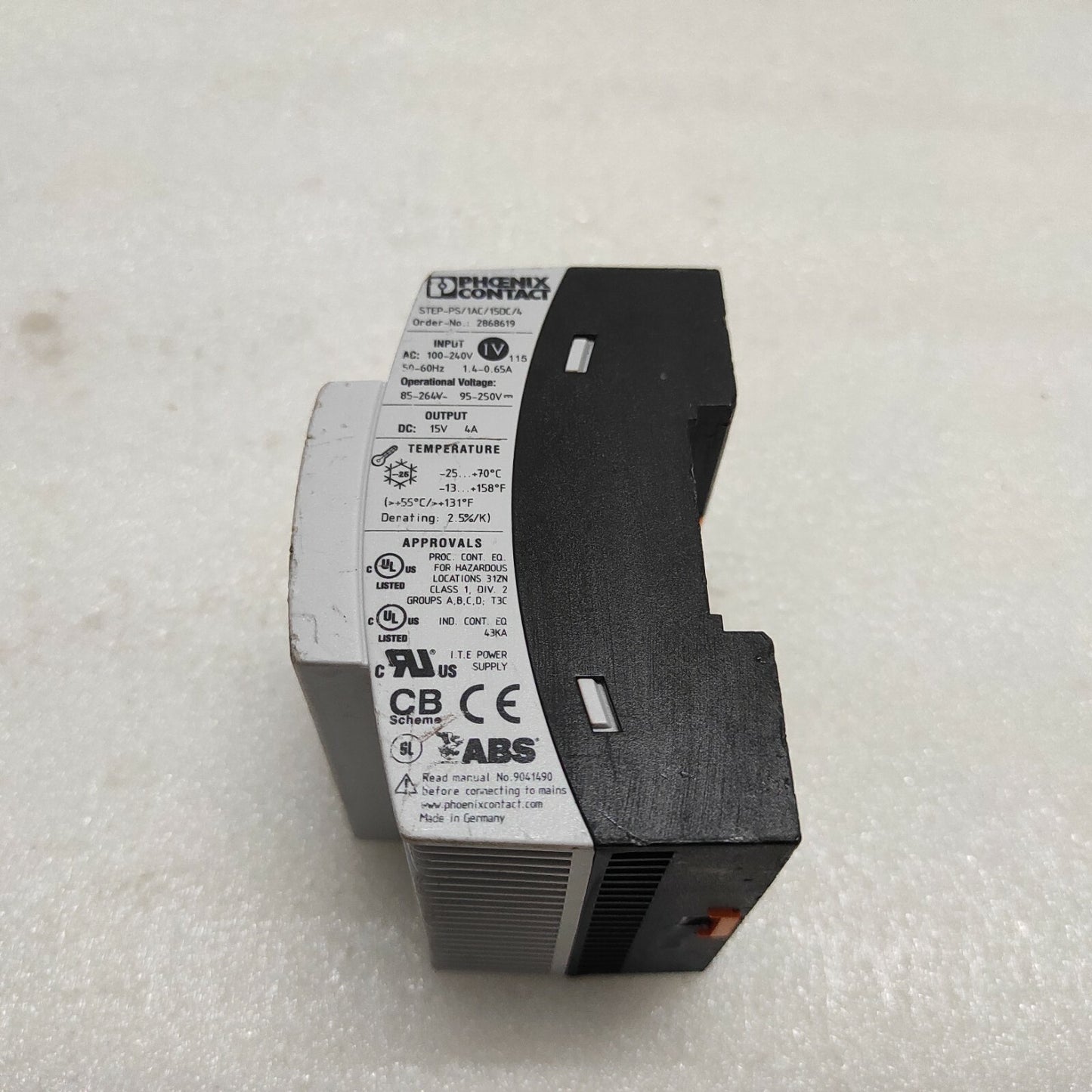 PHOENIX CONTACT STEP-PS/1AC/1SDC/4 POWER SUPPLY UNIT 2868619 15VDC 4A