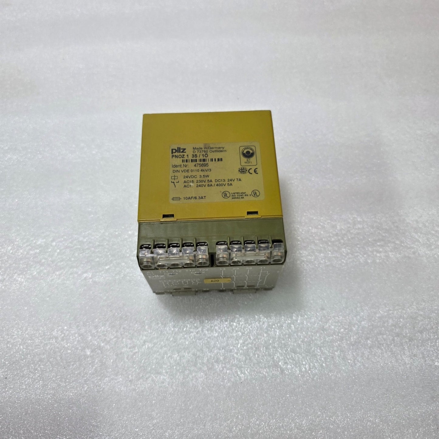 PILZ PNOZ 1 SAFETY RELAY 24VDC 3NO 1NC | IDENT NO. 475695 | EMERGENCY STOP RELAY