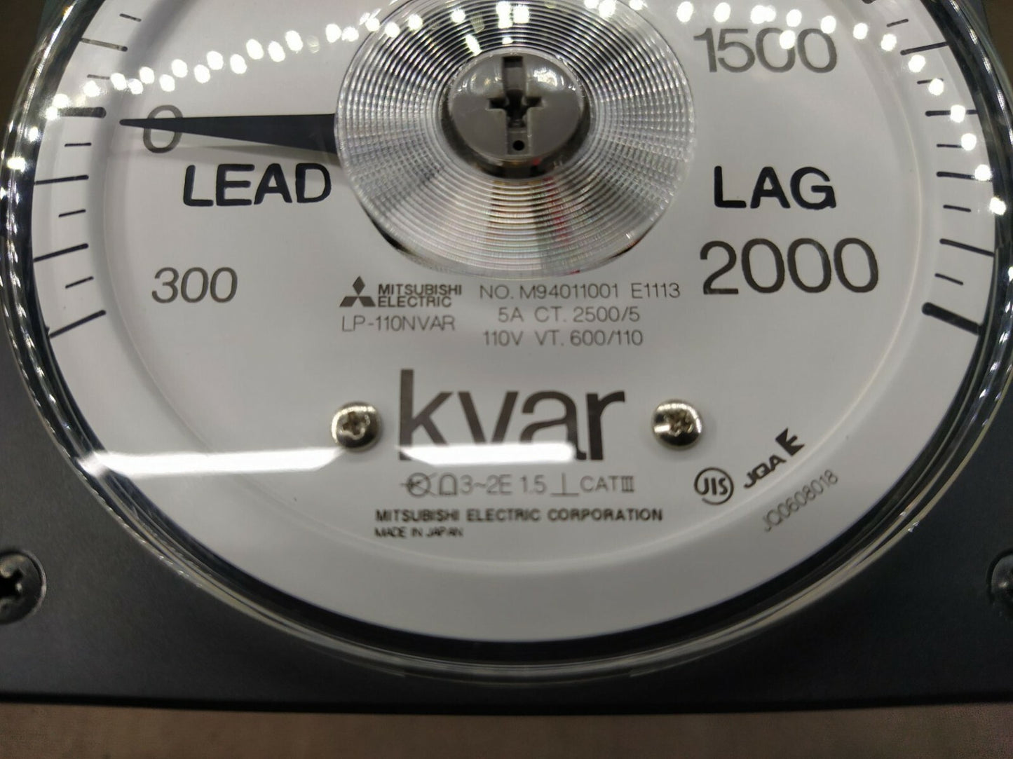 Mitsubishi LP-110NVAR Var Meter 2000 KVAR 5A CT 2500/5 110V VT 600/110 LEAD-LAG