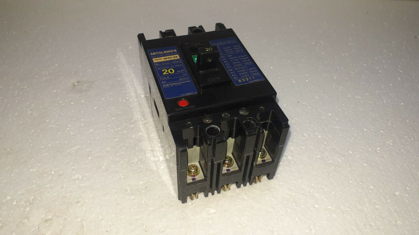 Mitsubishi NF60-SS No-Fuse Breaker 20A 3P 600V NF60SS