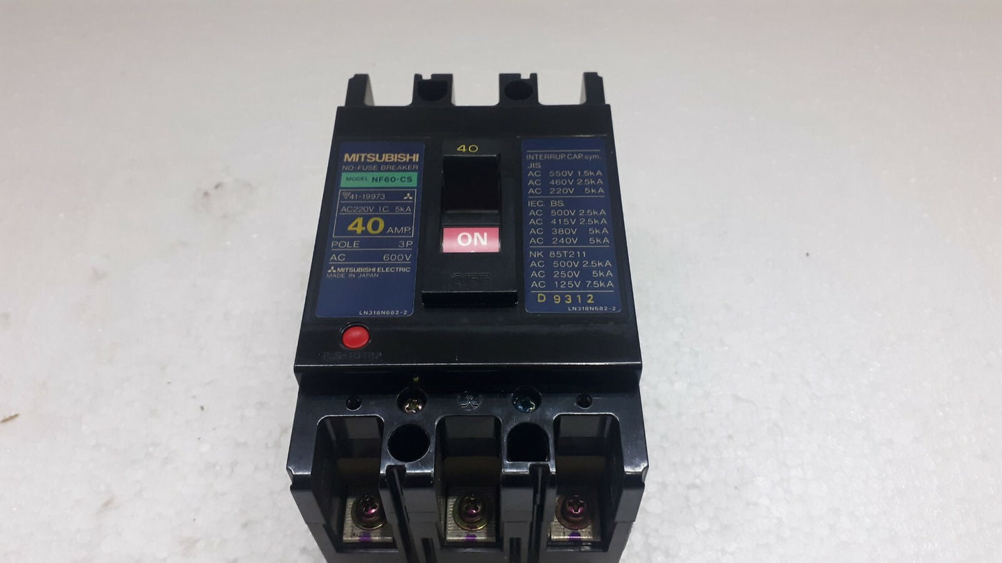 Mitsubishi NF60-CS No-Fuse Breaker 40A 3P 600V NF60CS