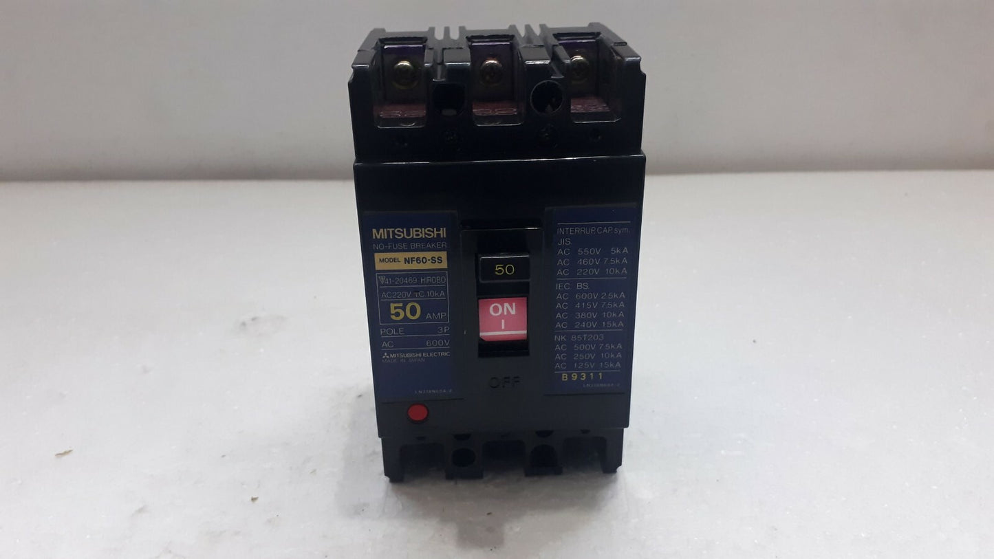 Mitsubishi NF60-SS No-Fuse Breaker 50A 3P 600V NF60SS