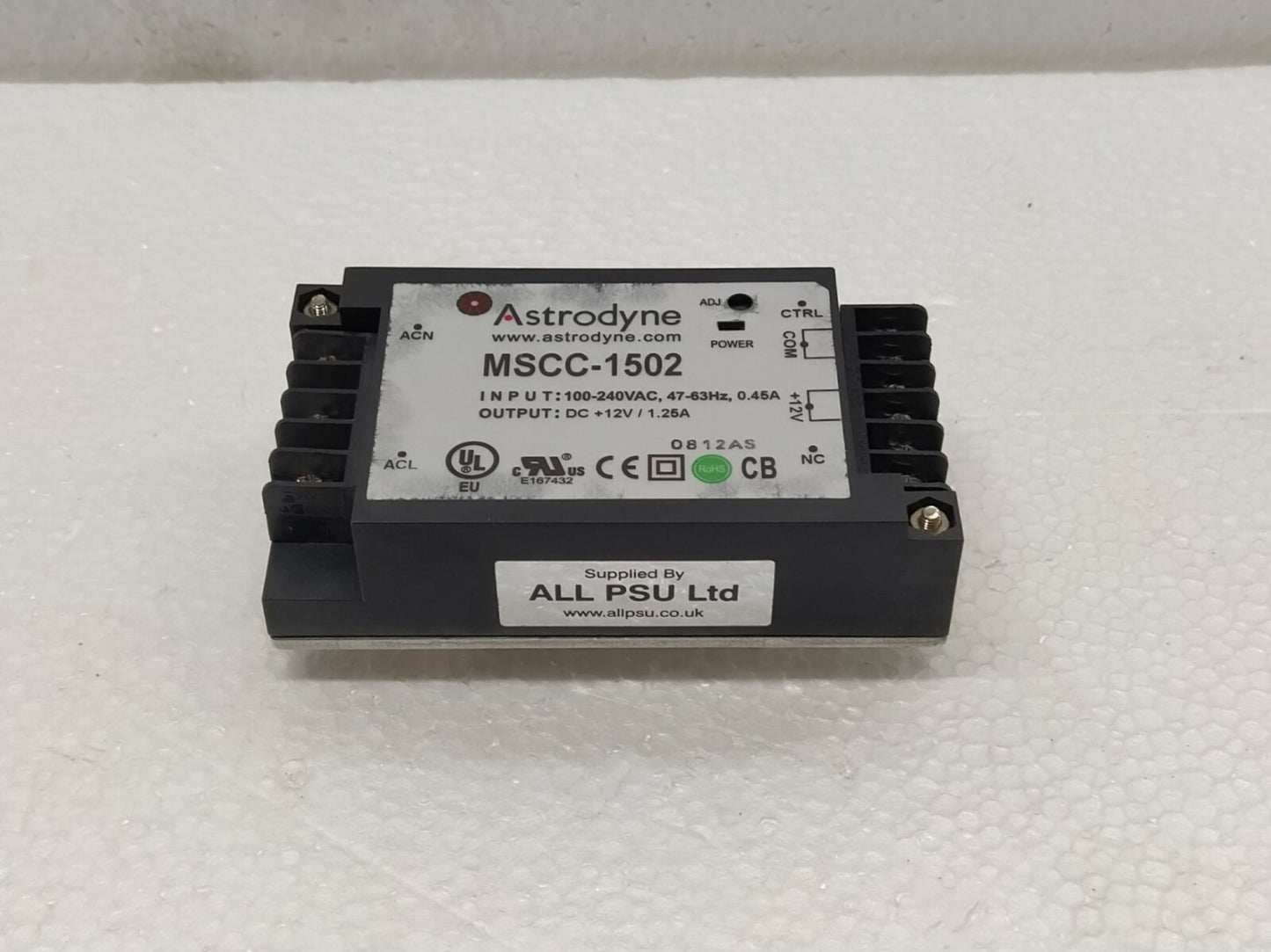 Astrodyne MSCC-1502 Modular DC Power Supply DC 12V 1.25A