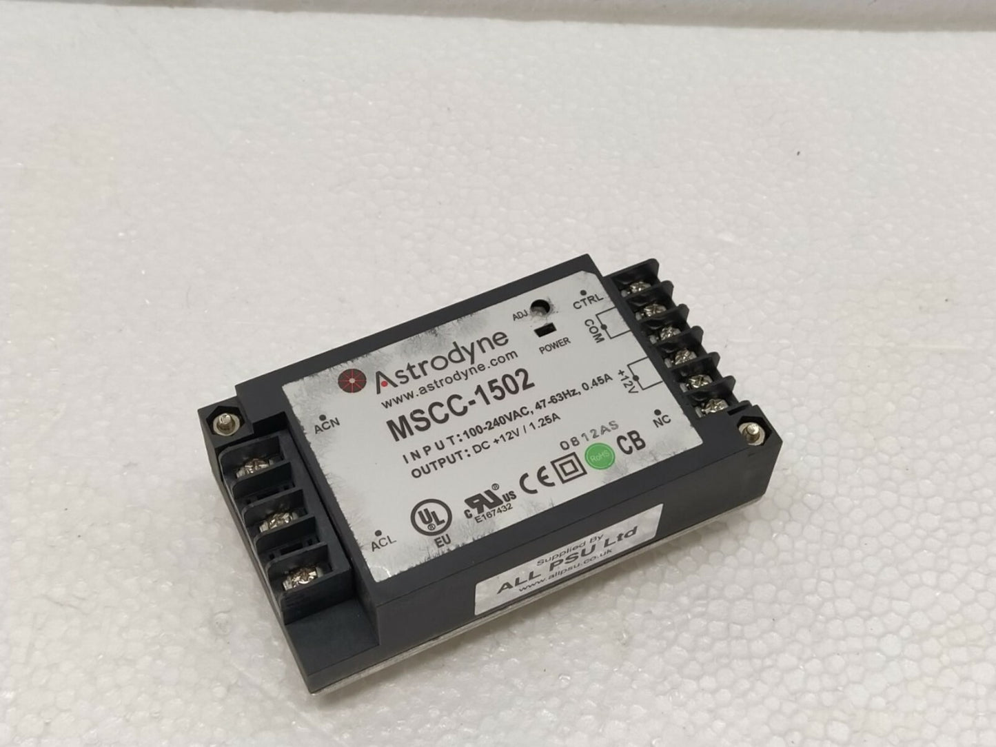 Astrodyne MSCC-1502 Modular DC Power Supply DC 12V 1.25A