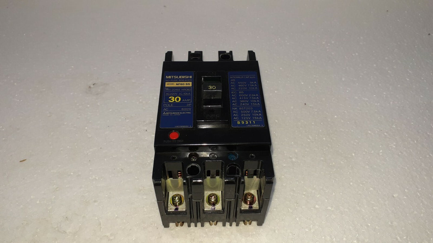 Mitsubishi NF60-SS No Fuse Breaker 30A 3P 600V NF60SS