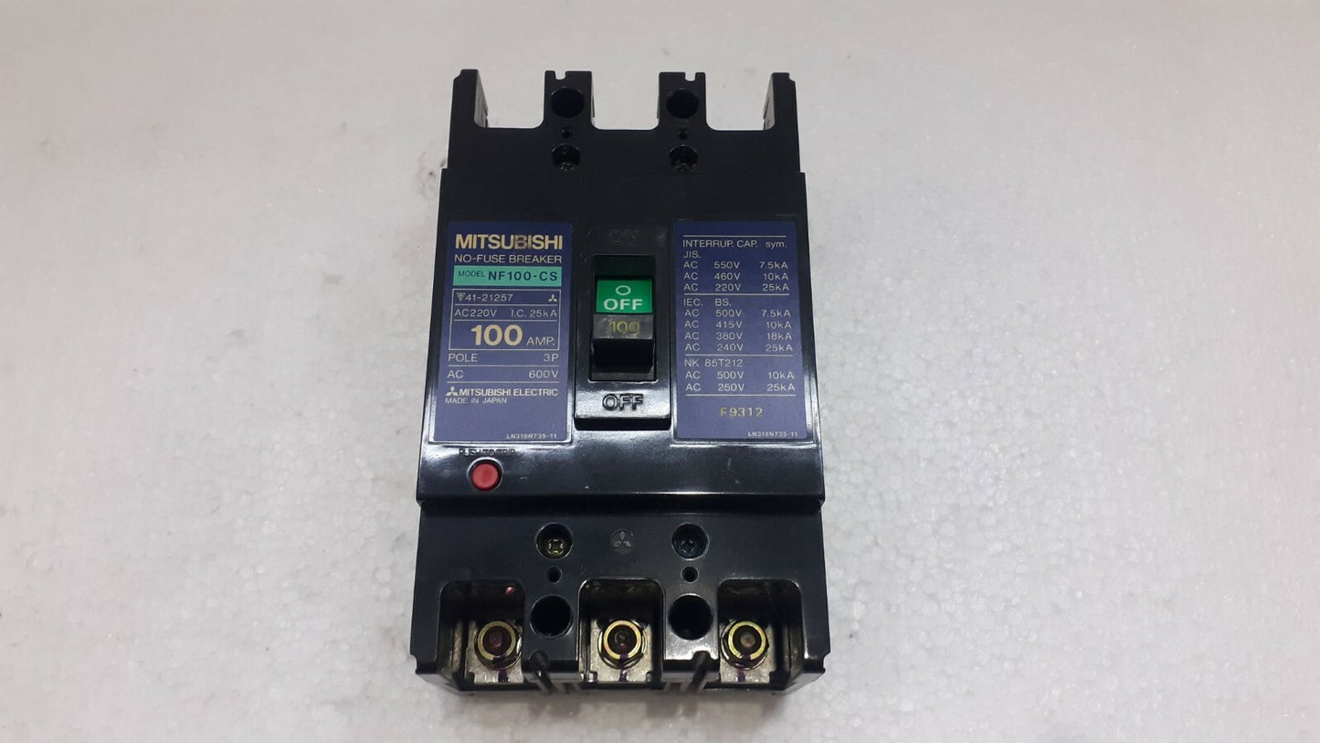 Mitsubishi NF100-CS No Fuse Breaker 100A 3P 600V NF100CS