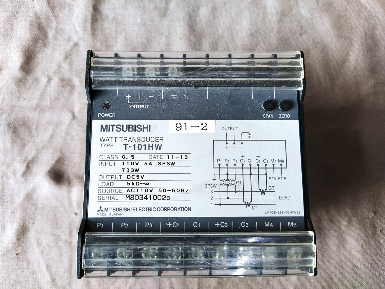 Mitsubishi T-101 HW Watt Transducer 110V AC T101HW