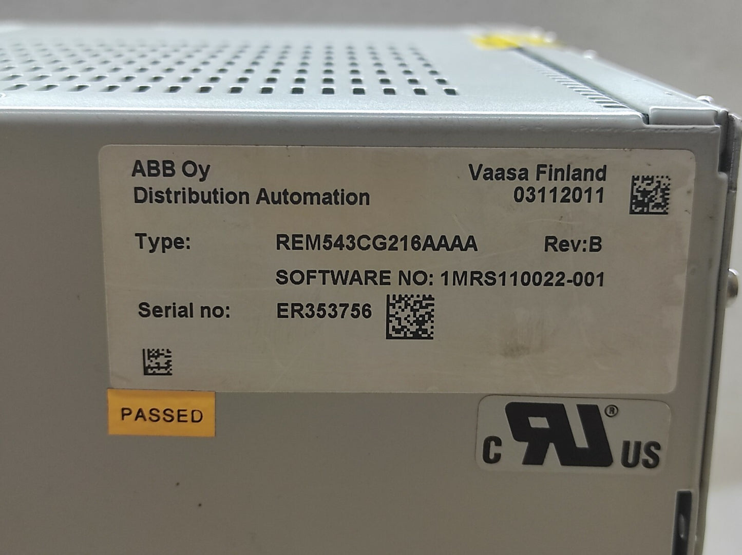 ABB REM543 Machine Protection Terminal REM543CG216AAAA Rev B REM 543