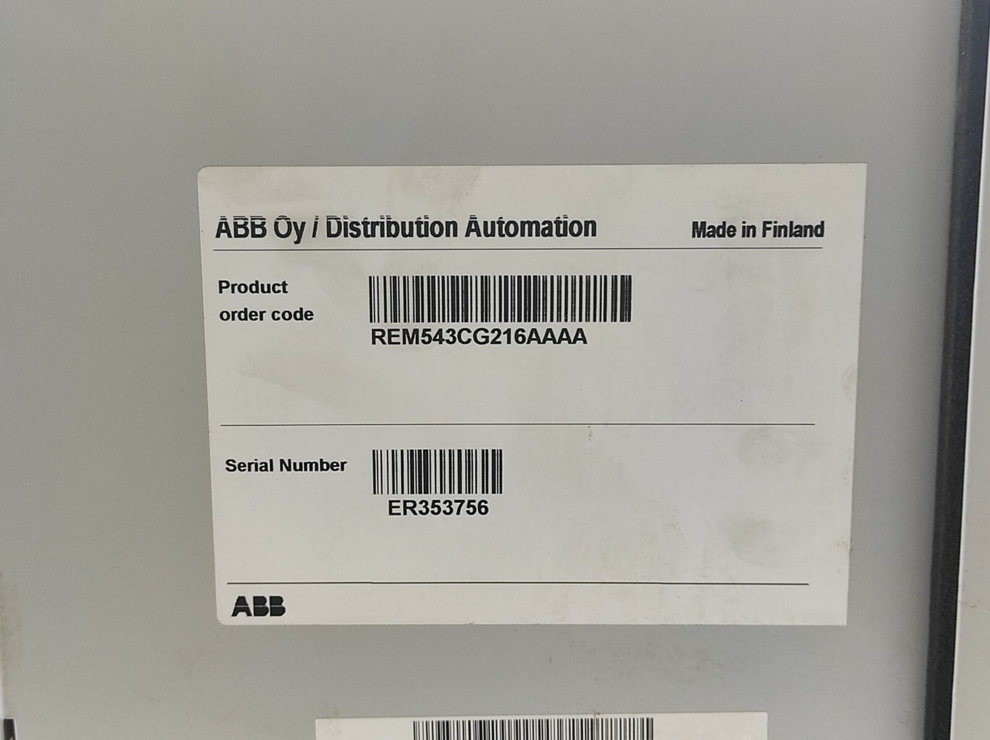 ABB REM543 Machine Protection Terminal REM543CG216AAAA Rev B REM 543