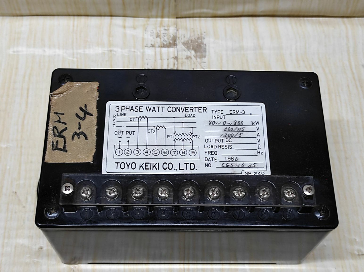 Toyo Keiki ERM-3 3-Phase Watt Converter 80-800 KW ERM3