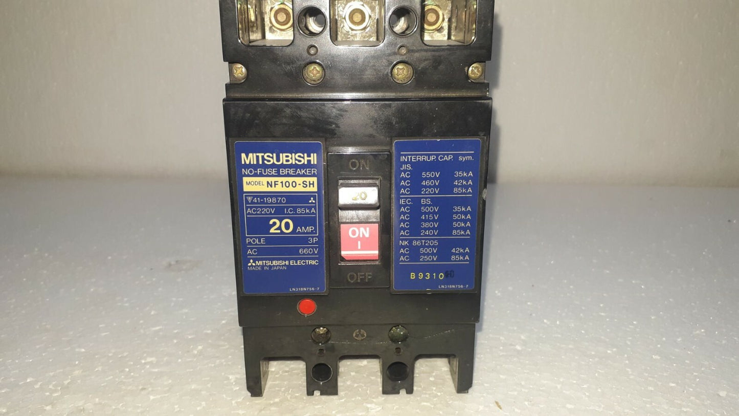 Mitsubishi NF100-SH No-Fuse Breaker 20A 3P 660V NF100SH