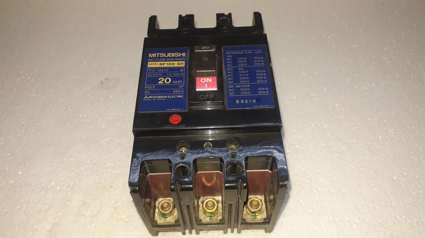 Mitsubishi NF100-SH No-Fuse Breaker 20A 3P 660V NF100SH