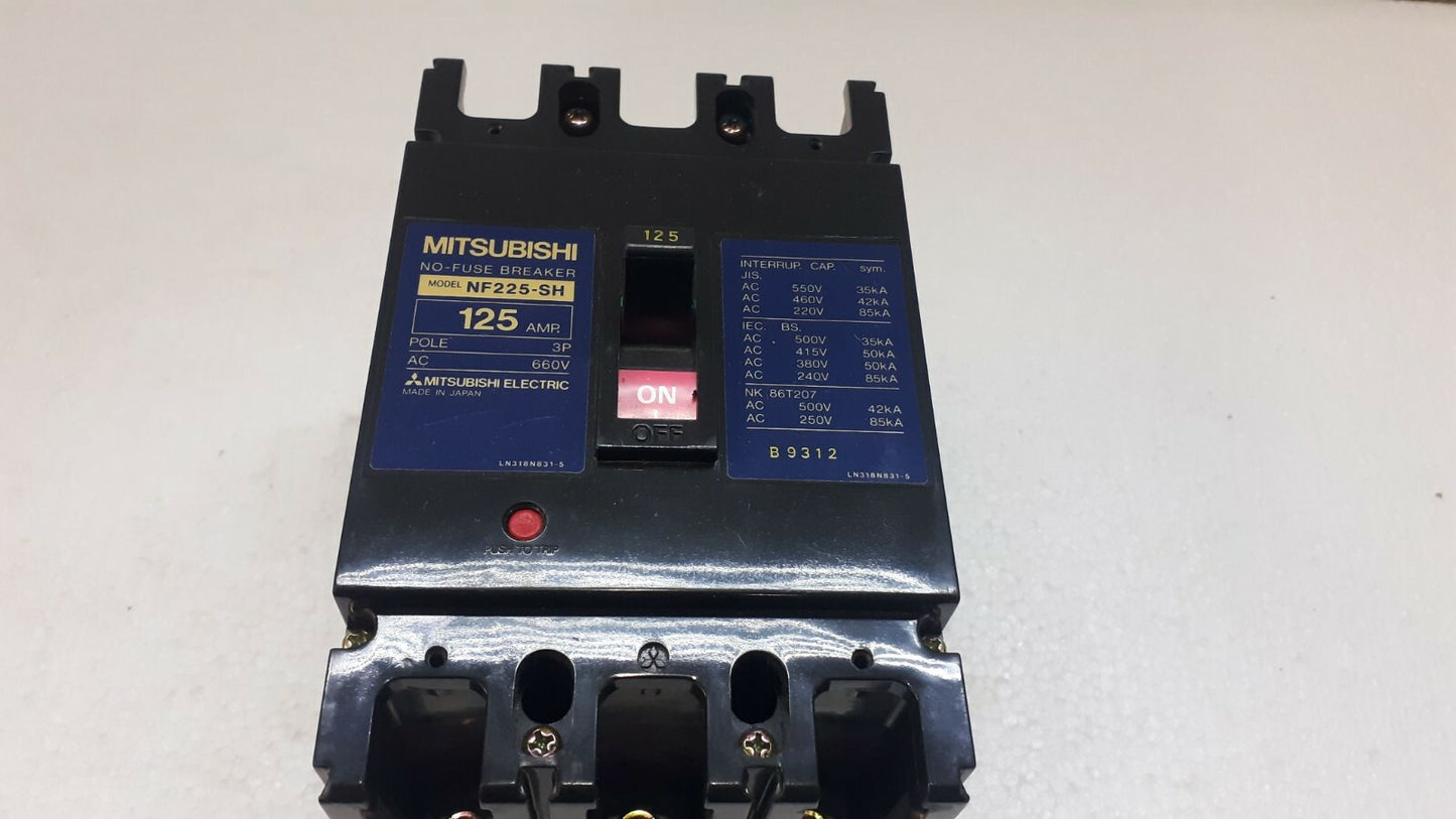 Mitsubishi NF225-SH No Fuse Breaker 125A 3P 660V NF225SH