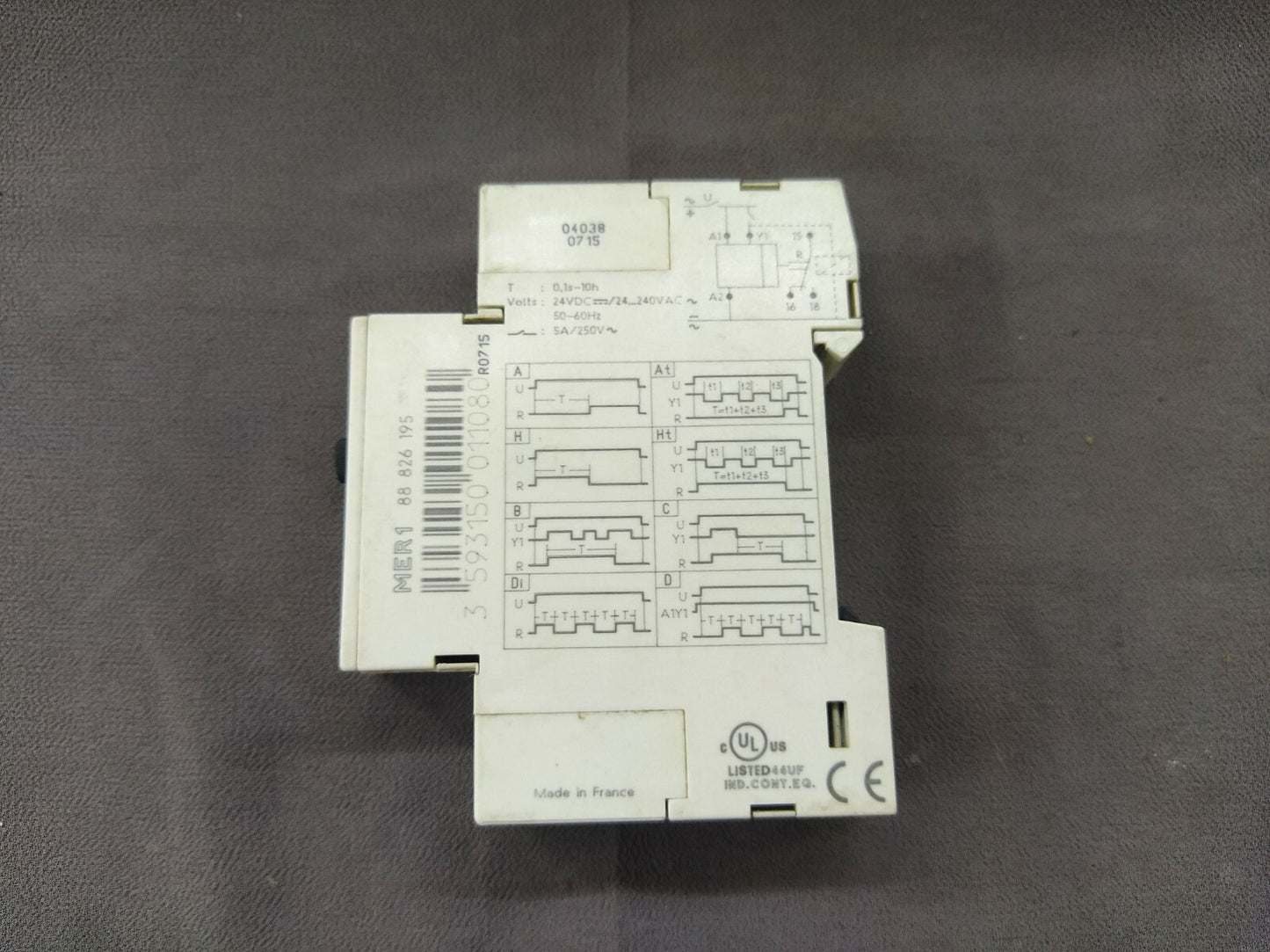 Crouzet MER1 88-826-195 Timer Delay Relay 88826195 0.01s - 10h 24V DC/24-240V AC
