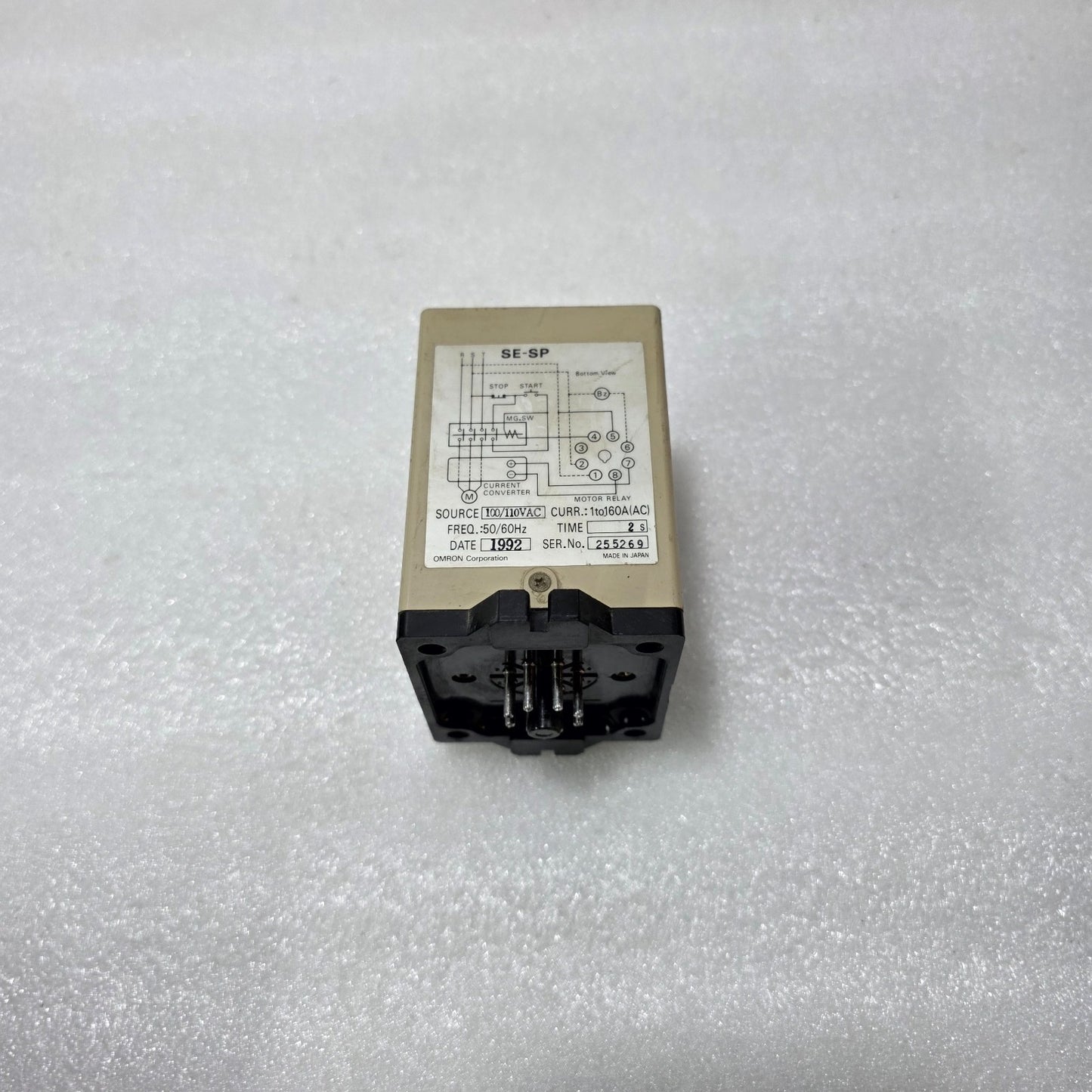 OMRON SE-SP1 MOTOR PROTECTION RELAY, 1–160A AC, 100/110VAC SUPPLY, JAPAN MADE