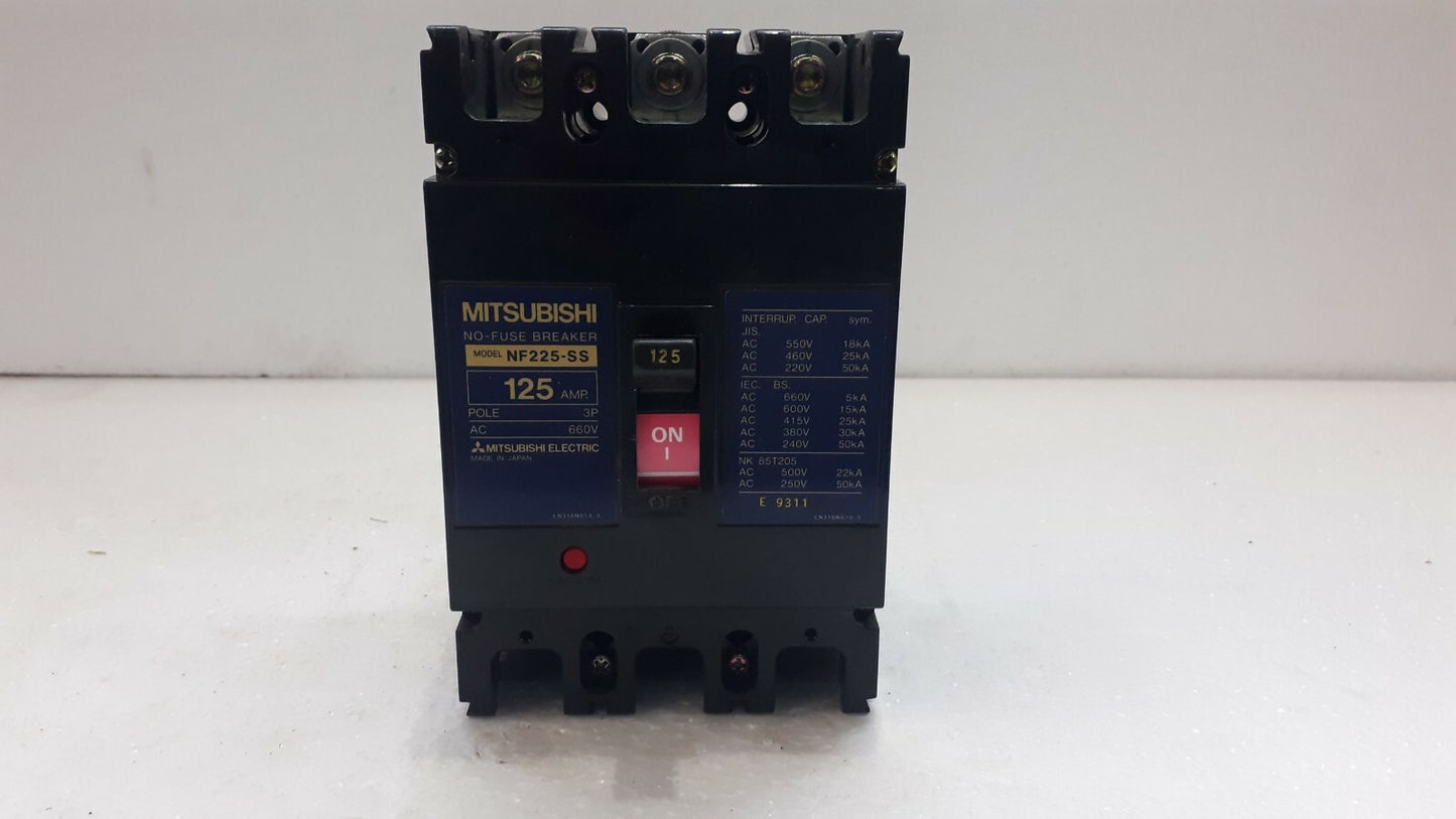 Mitsubishi NF225-SS No Fuse Breaker 125A 3P 660V NF225SS