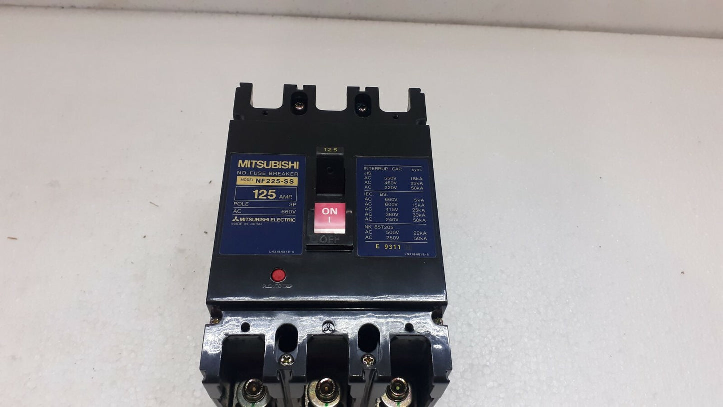 Mitsubishi NF225-SS No Fuse Breaker 125A 3P 660V NF225SS