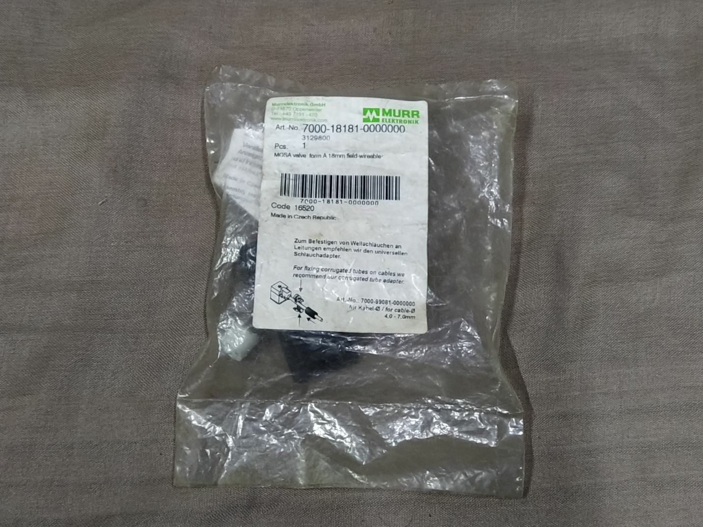 Murr Elektronik 7000-18181-0000000 Mosa Valve Plug Form A 18MM Field-Wireable