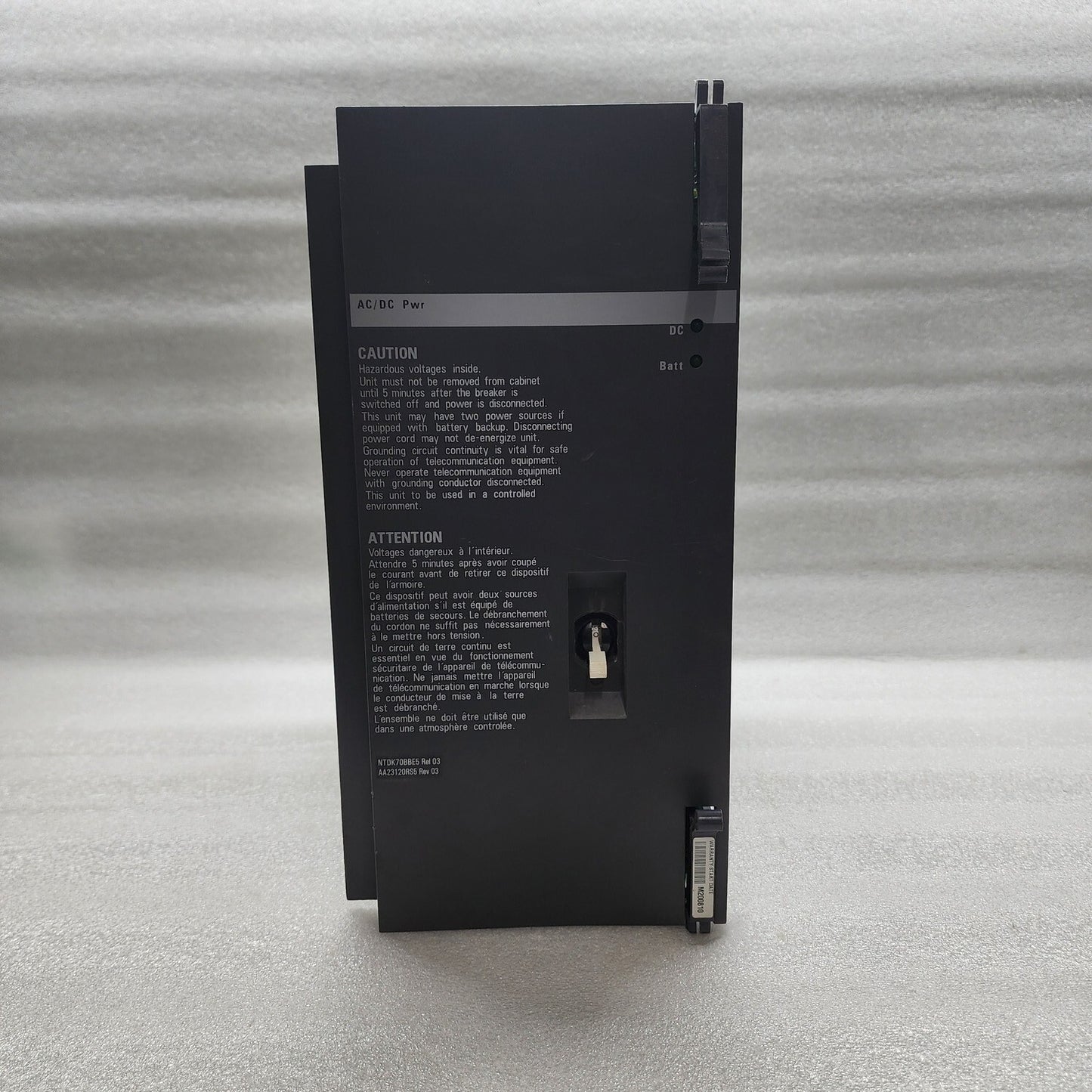 NORTEL NETWORKS NTDK70BBE5 AC/DC POWER SUPPLY AA23120RS5 100-240V 8A 750VA