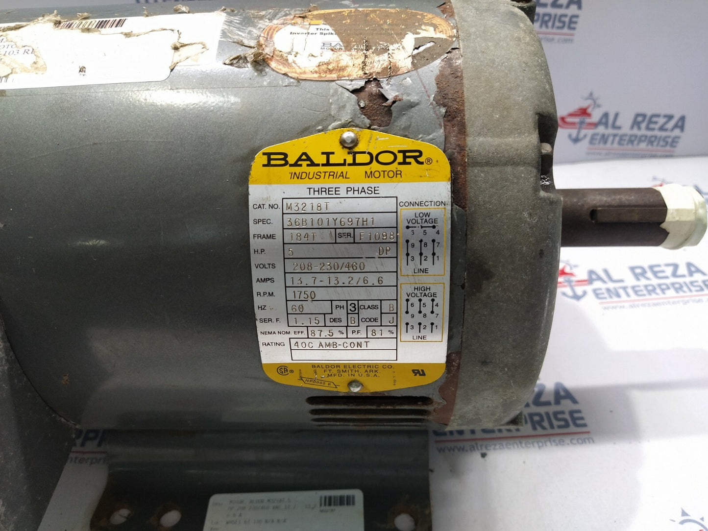 BALDOR 36B101Y697H1 ELECTRIC MOTOR M3218T 5-HP 1750-RPM 208-230/460V