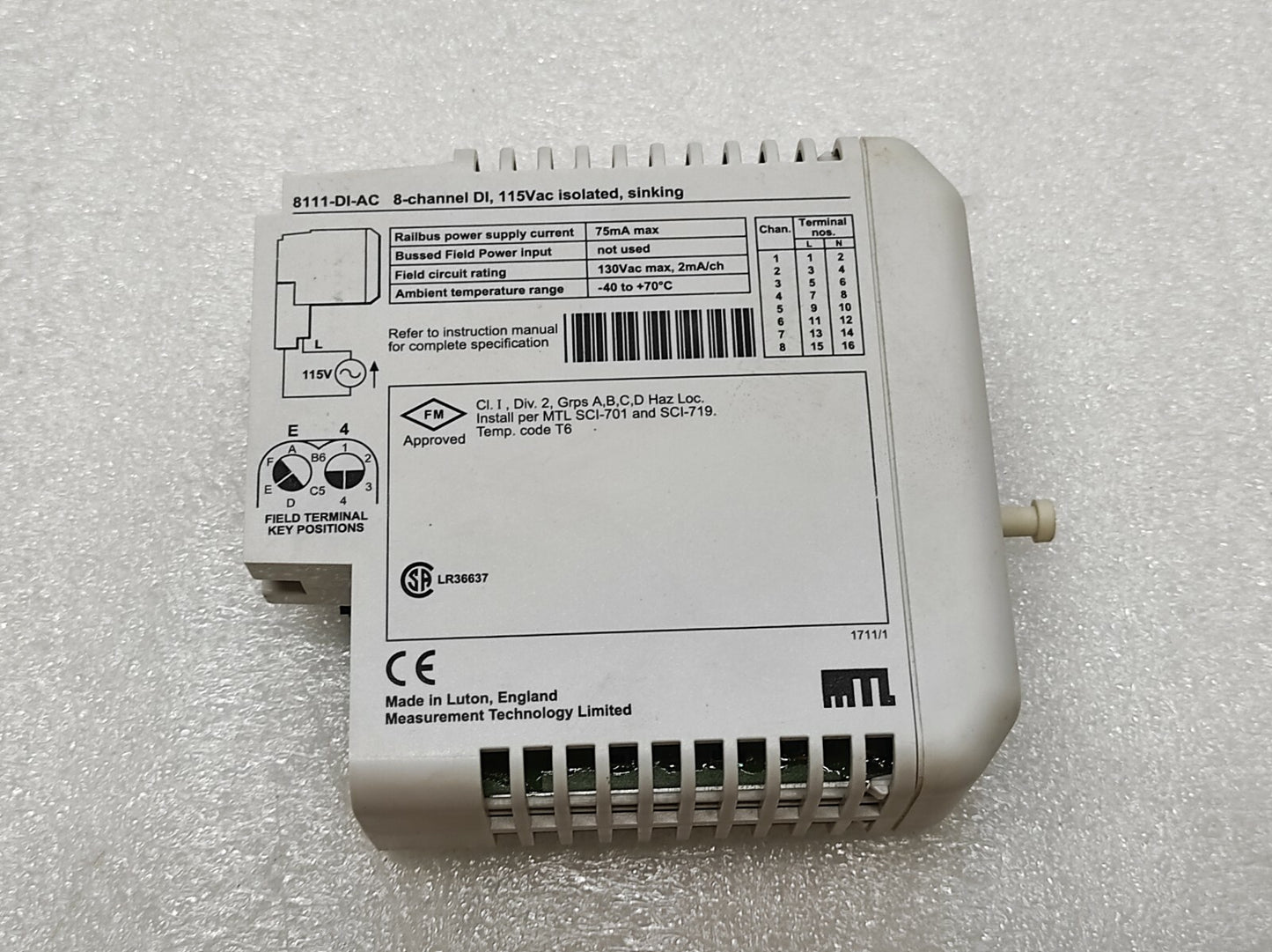 MEASUREMENT TECHNOLOGY 8111-DI-AC 8-CHANNEL DI 115V
