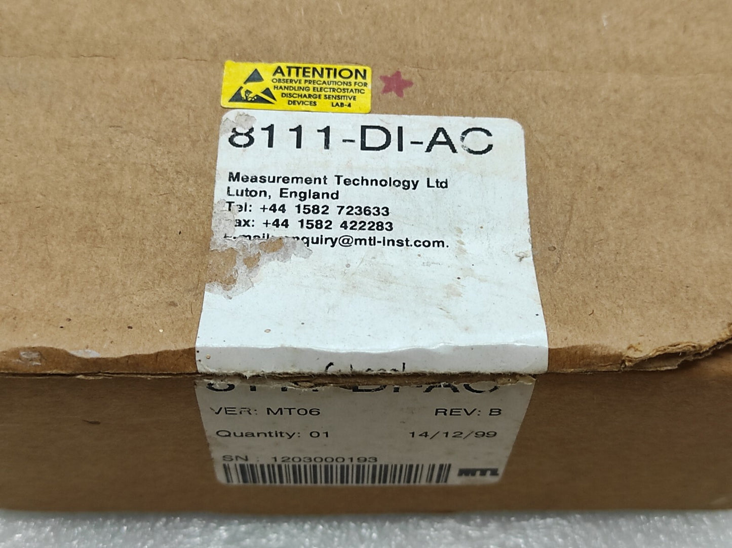 MEASUREMENT TECHNOLOGY 8111-DI-AC 8-CHANNEL DI 115V