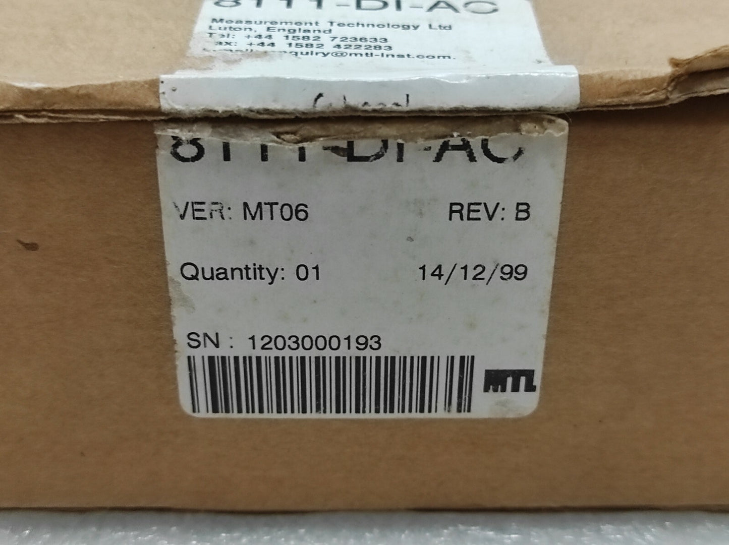 MEASUREMENT TECHNOLOGY 8111-DI-AC 8-CHANNEL DI 115V