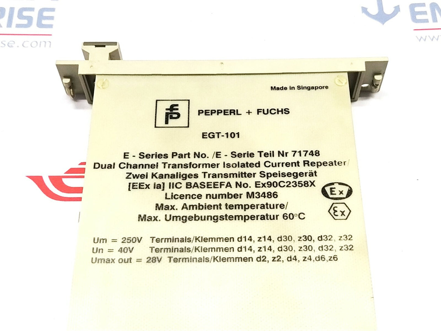 Pepperl + Fuchs EGT-101 Dual Channel Transformer Isolated Current Repeater 71748