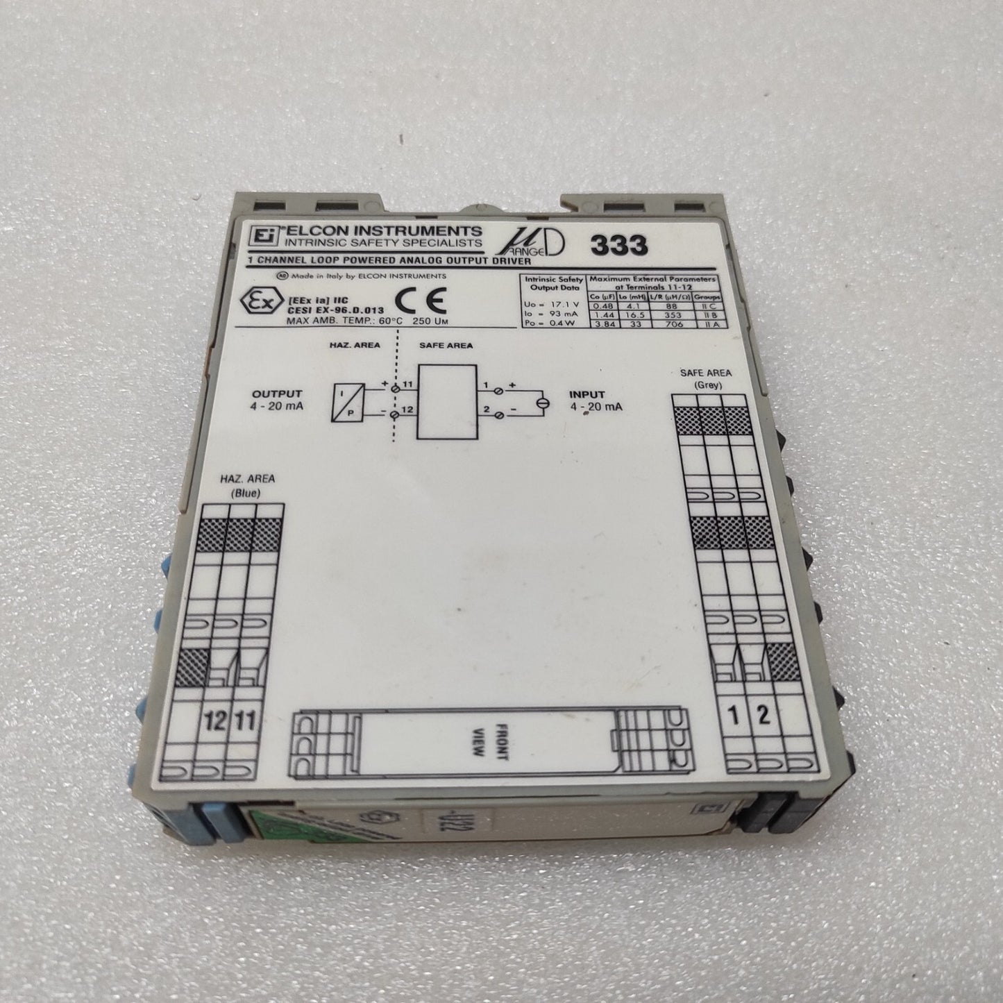 ELCON INSTRUMENT 333 1-CH LOOP POWERED ANALOG OUTPUT DRIVER