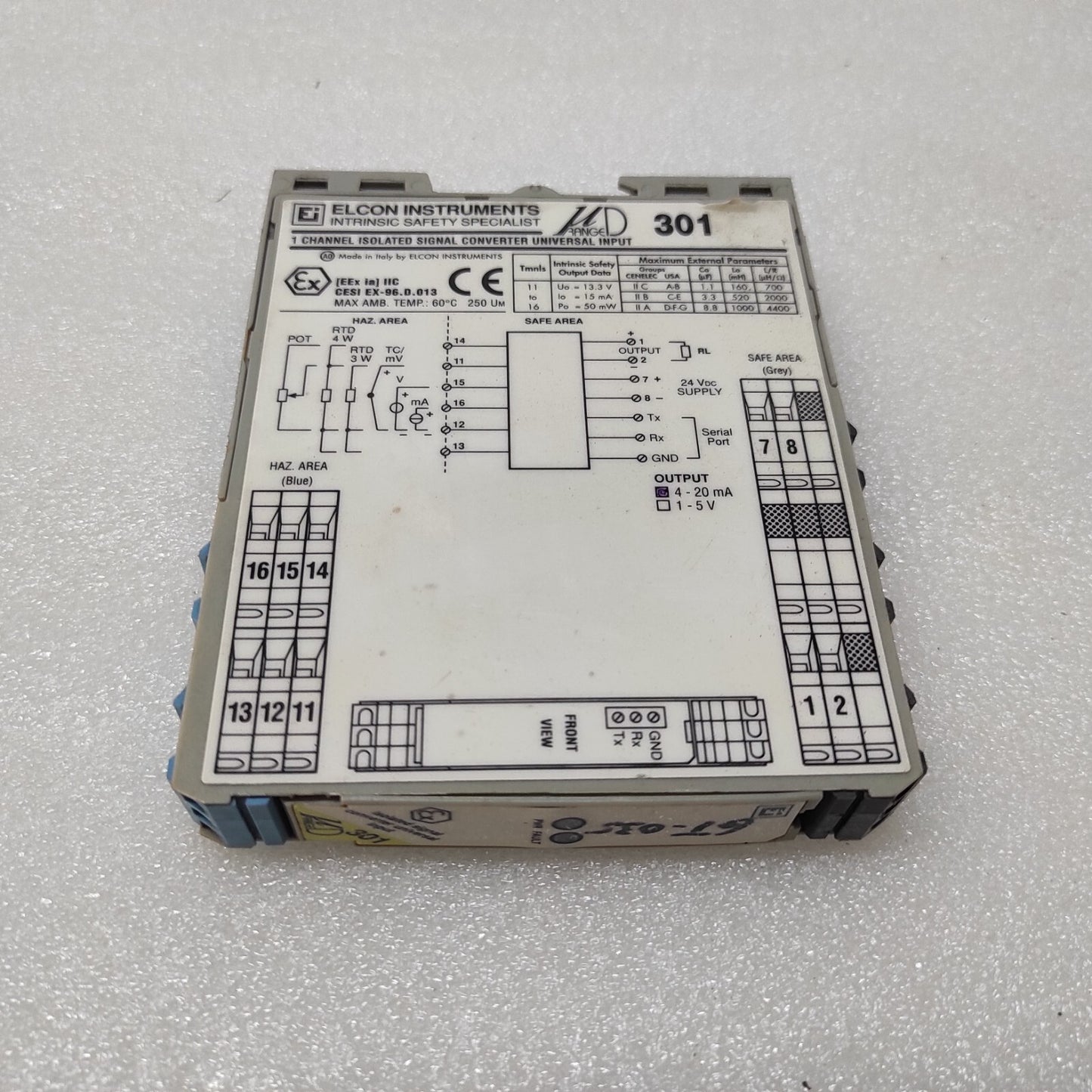 ELCON INSTRUMENT 301 1-CH ISOLATED SIGNAL CONVERTER UNIVERSAL INPUT