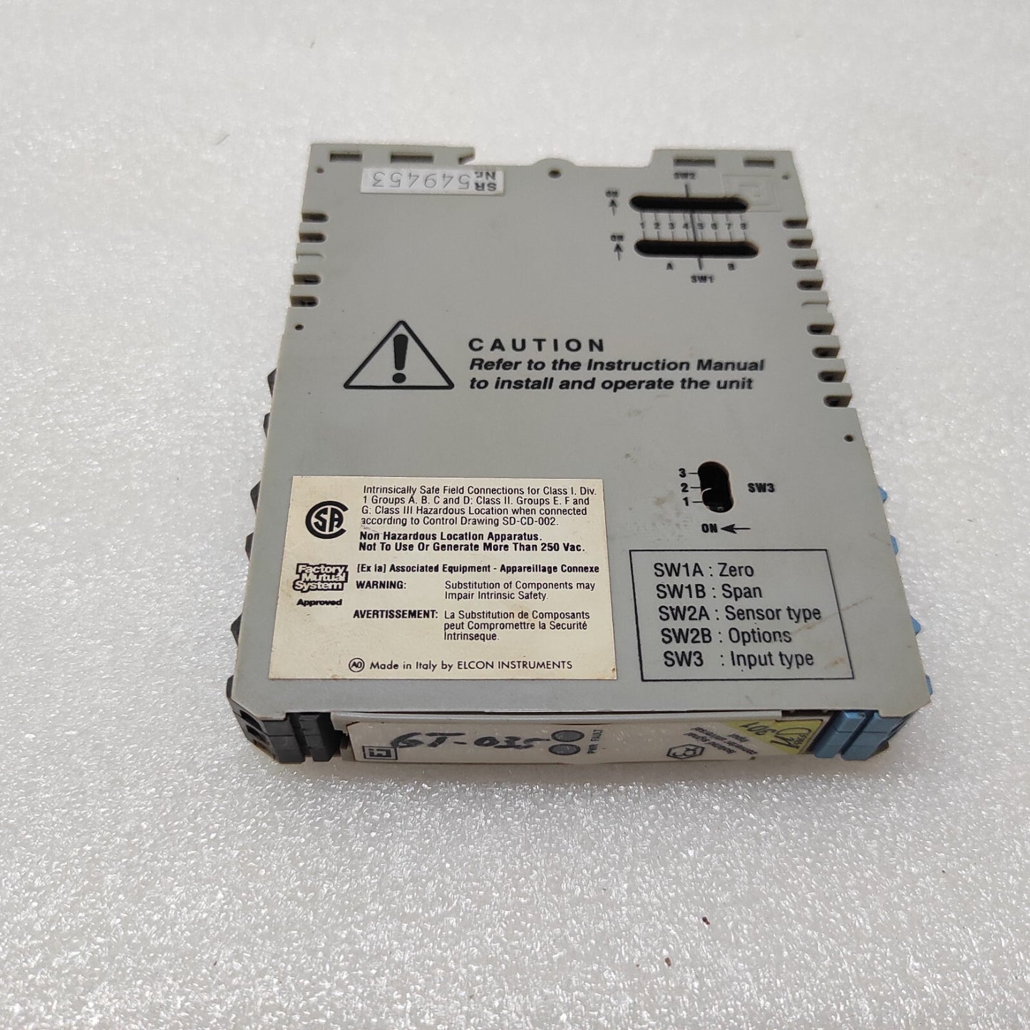 ELCON INSTRUMENT 301 1-CH ISOLATED SIGNAL CONVERTER UNIVERSAL INPUT