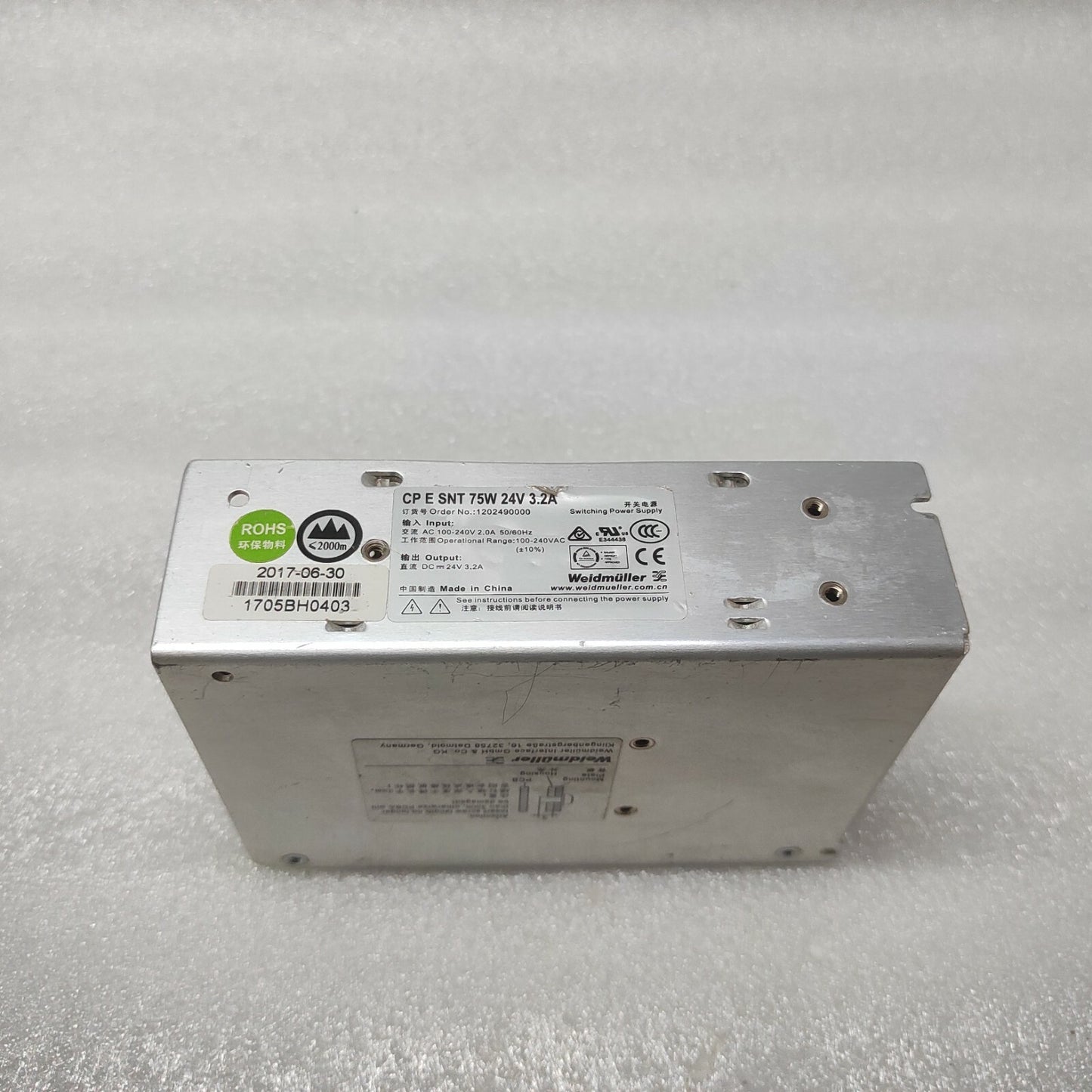 WEIDMULLER CP E SNT 75W 24V 3.2A POWER SUPPLY 24VDC 3.2A 1202490000