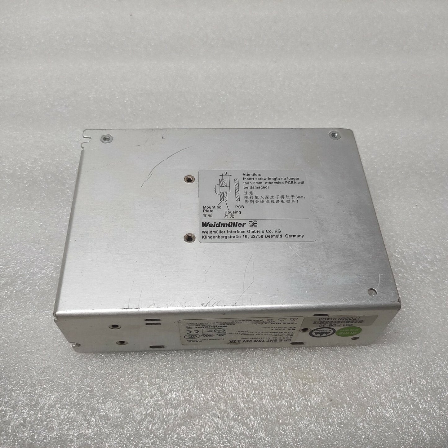 WEIDMULLER CP E SNT 75W 24V 3.2A POWER SUPPLY 24VDC 3.2A 1202490000