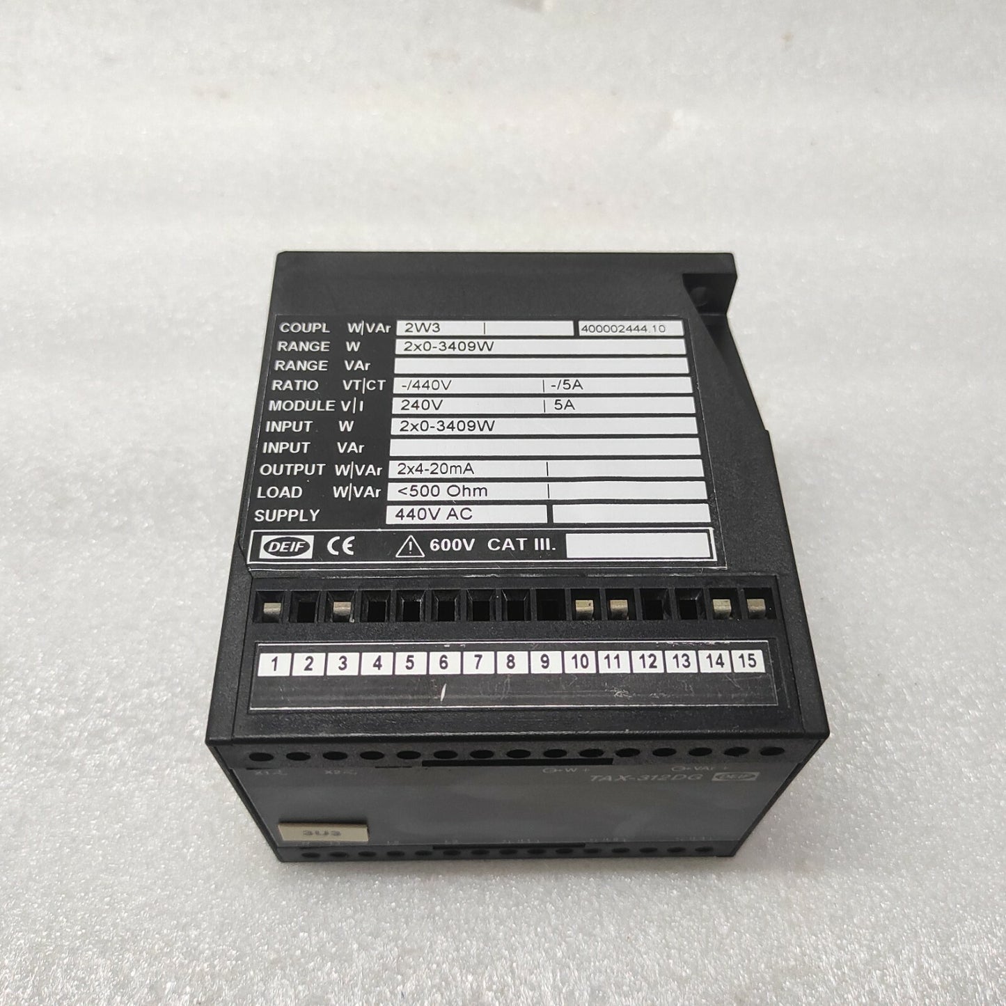 DEIF TAX-312DG POWER TRANSDUCER 400002444.10 440VAC