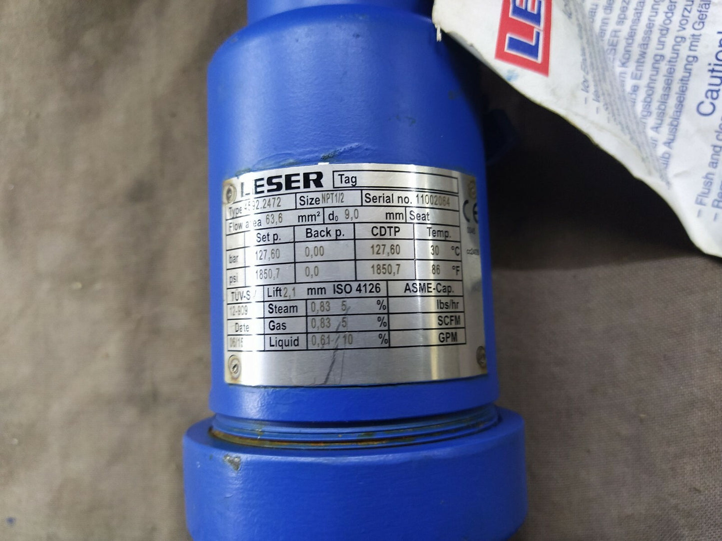 Laser 4592.2472 Threaded Safety Relief Valves Spring Loaded 4592-2472