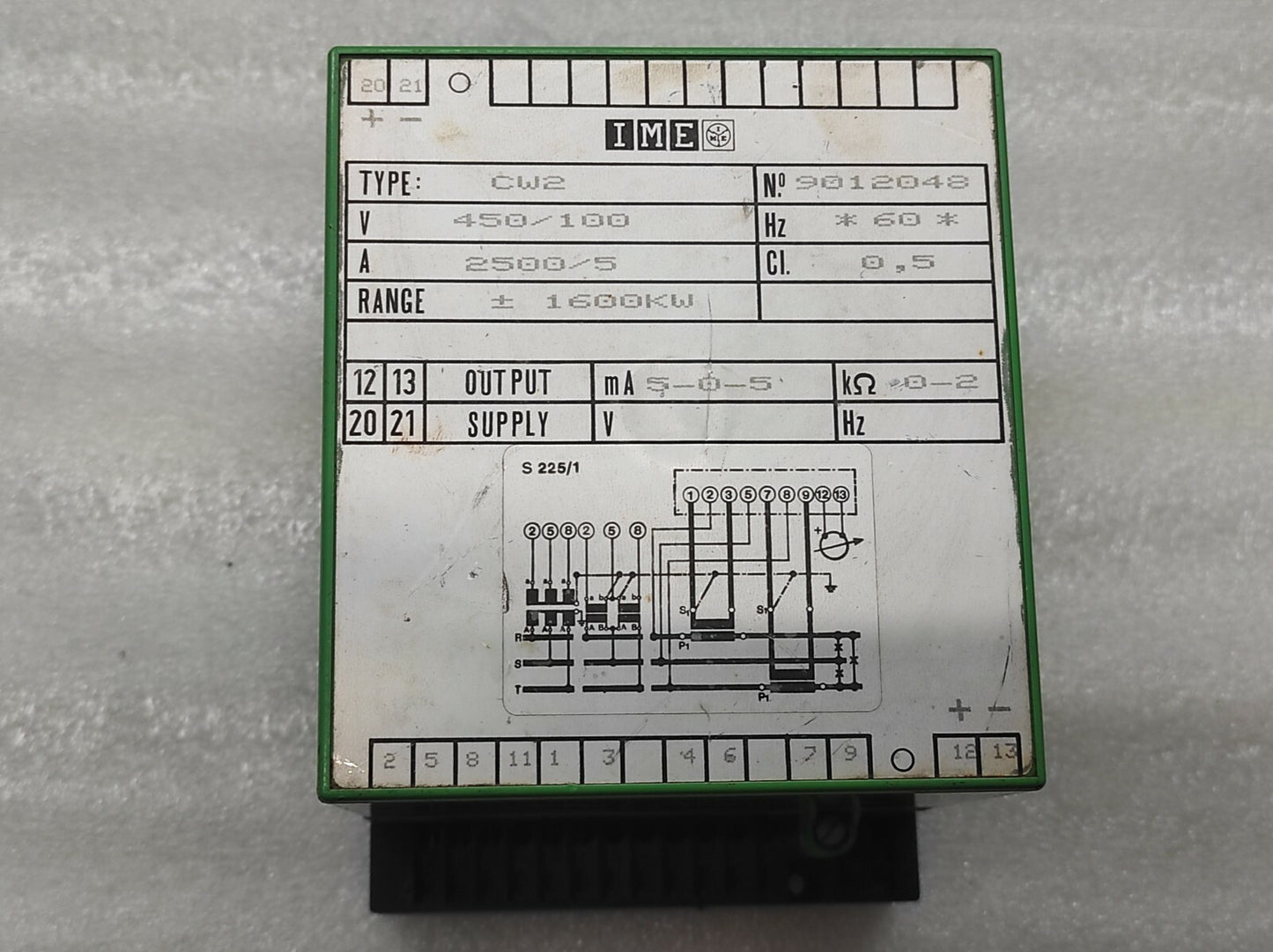 IME CW2 450/100V A 2500/5 RANGE 1600KW CI0.5