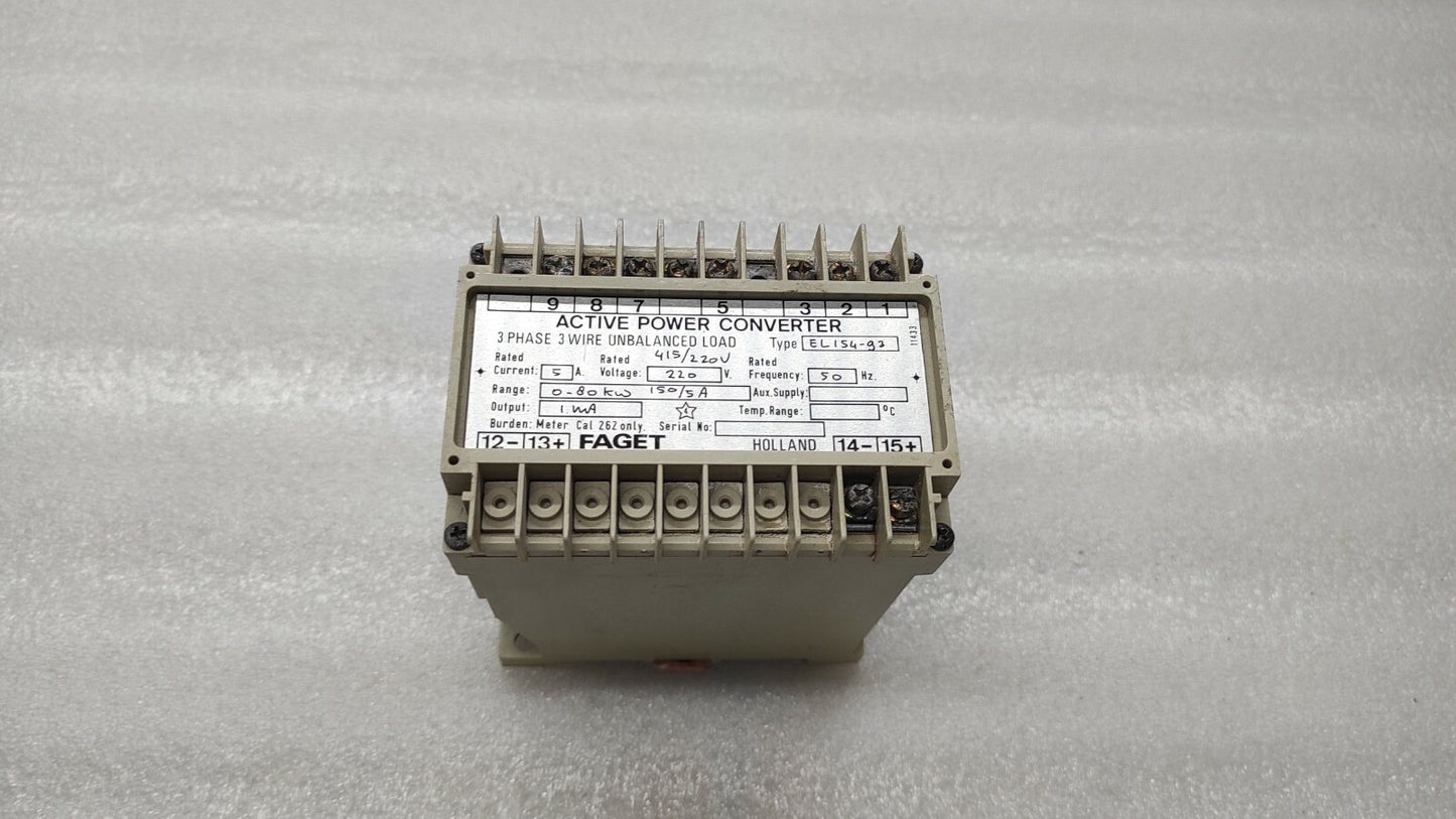 FAGET EL154-93 ACTIVE POWER CONVERTER 5A 220V 0-80kW