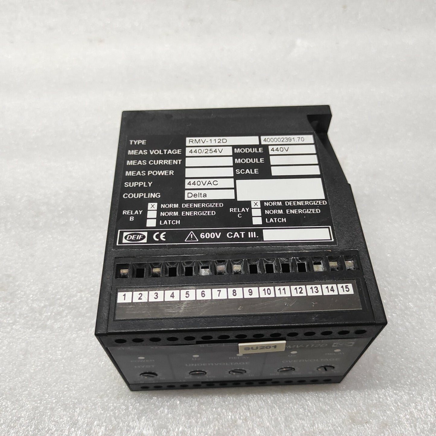 DEIF RMV-112D UNDERVOLTAGE & OVERVOLTAGE RELAY 400002391.70 440V
