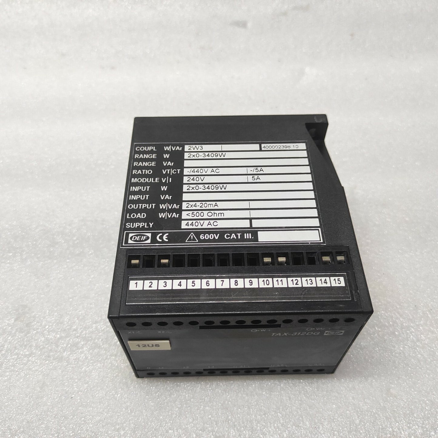 DEIF TAX-312DG POWER TRANSDUCER 400002398.10 440VAC