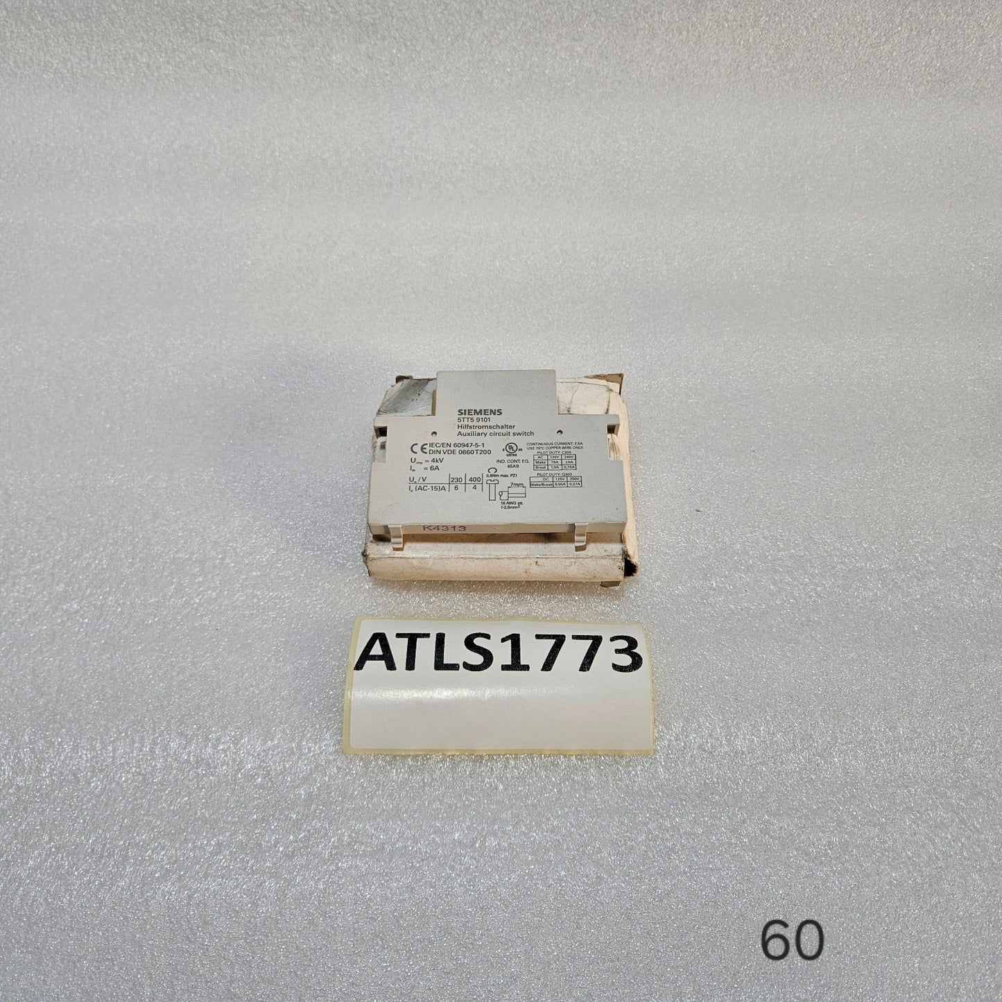 SIEMENS 5TT5 9101 AUXILIARY SWITCH 1NO 1NC FOR 5TT5 8 SERIES MADE IN SLOVENIA