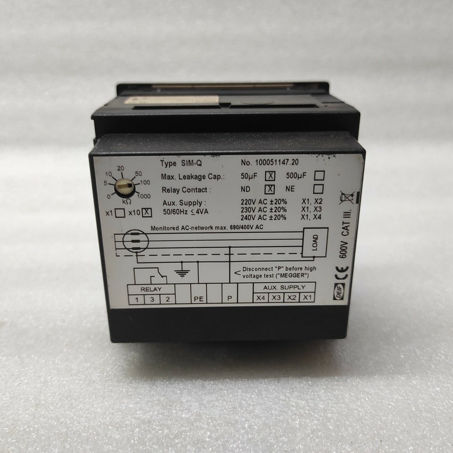 DEIF SIM-Q AC NETWORK INSULATION MONITOR 100051147.20 220-240V