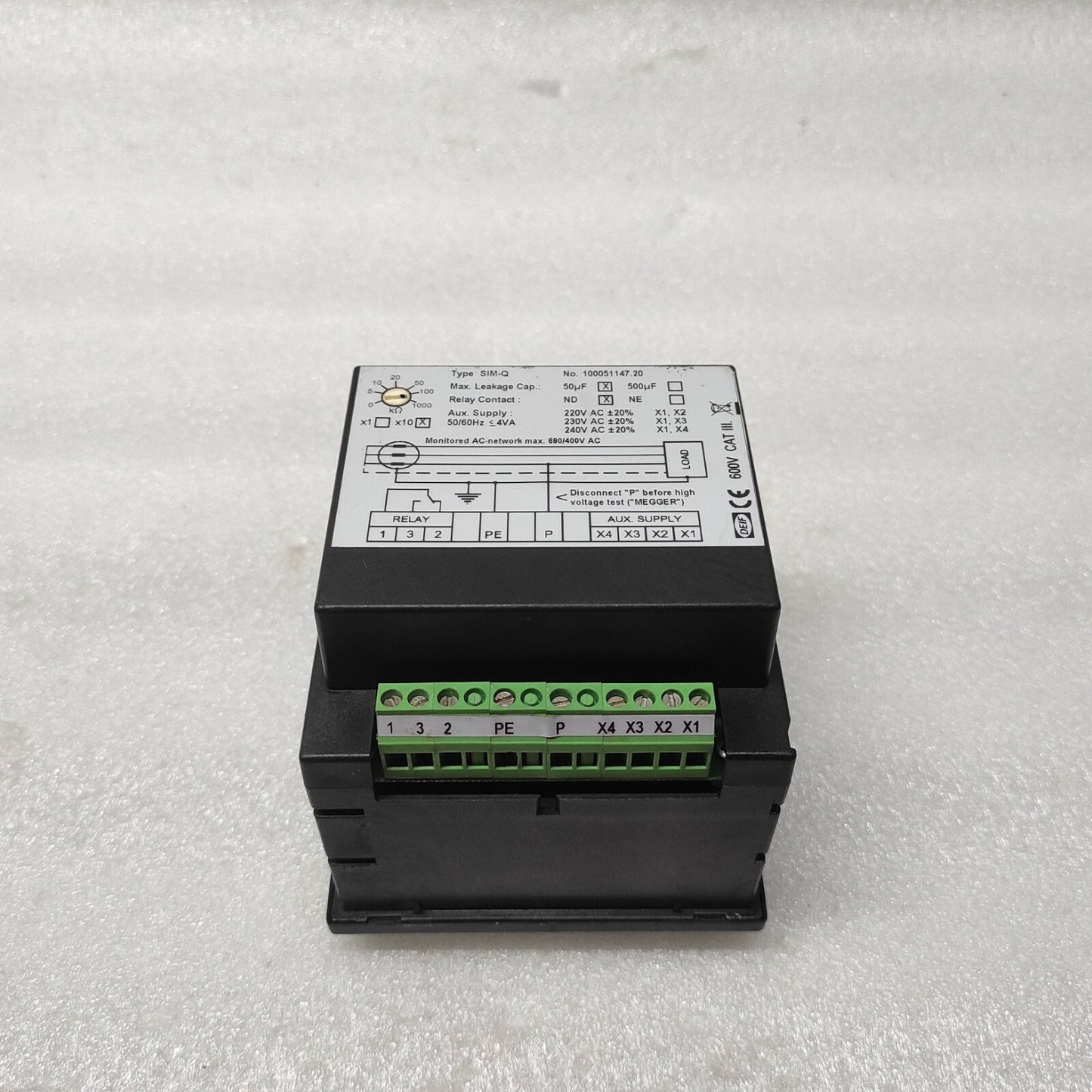 DEIF SIM-Q AC NETWORK INSULATION MONITOR 100051147.20 220-240V