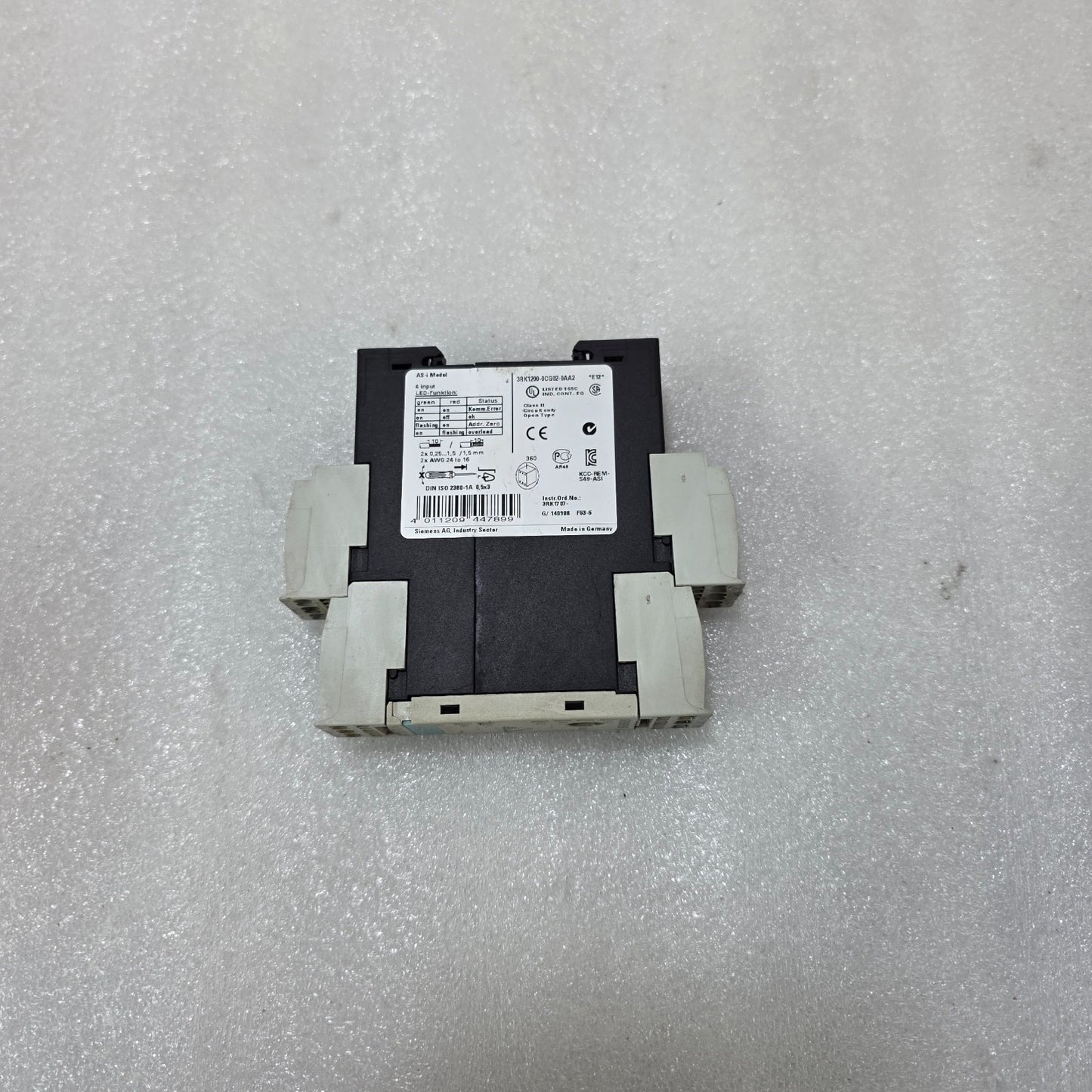 SIEMENS 3RK1200-0CG02-0AA2 AS-I MODULE – 4 INPUT AS-INTERFACE DIGITAL I/O MODULE