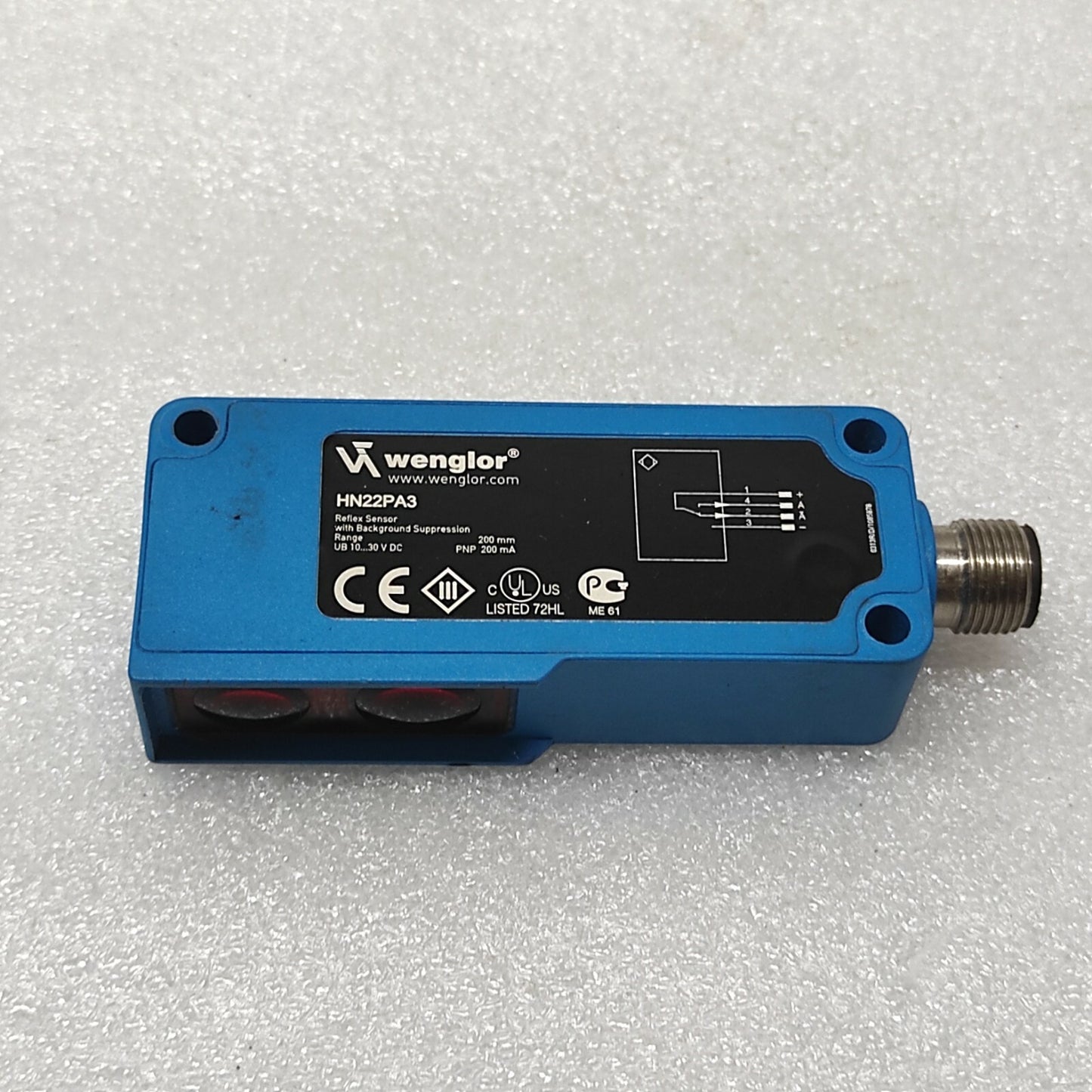 WENGLOR HN22PA3 REFLEX SENSOR WITH BACKGROUND SUPPRESSION 10-30VDC