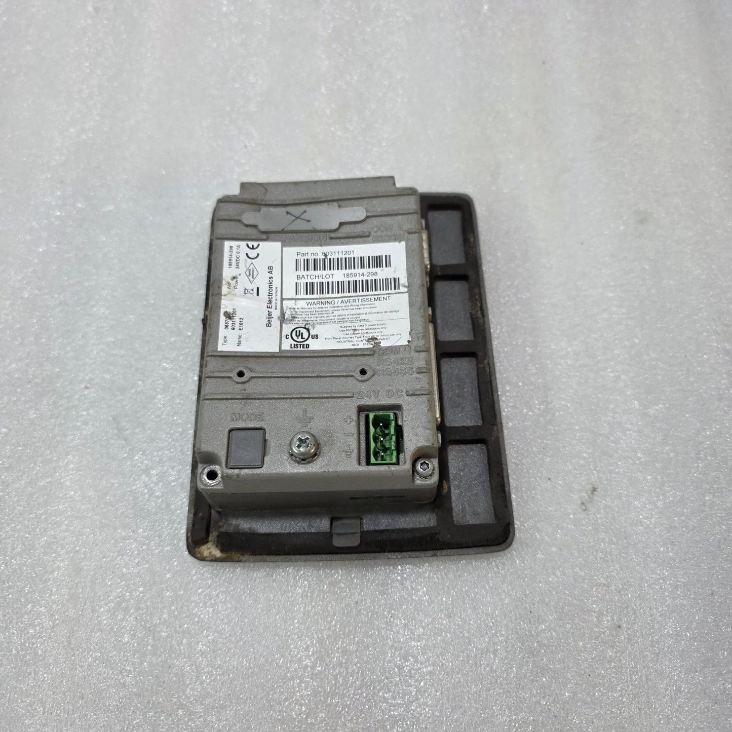 BEIJER ELECTRONICS E1012 OPERATOR PANEL HMI 603111201  (NON WORKING ) FOR PARTS