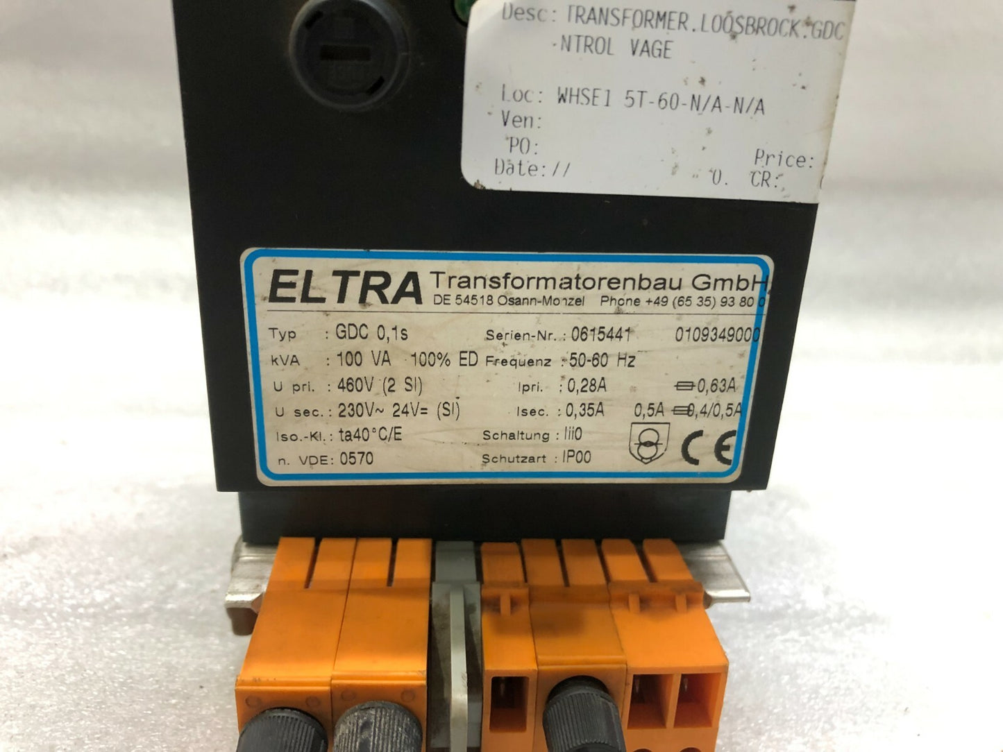 ELTRA GDC 0.1S TRANSFORMER 460V TO 230V/24V GDC-S01