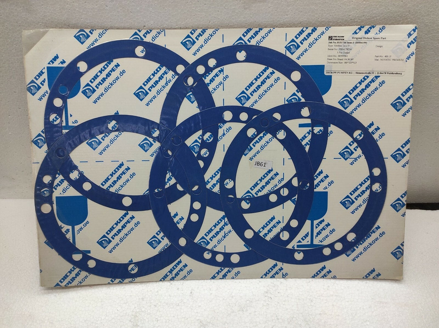 Dickow Pumpen NMBHU 26/170 Gasket 00599364 400.15 04.39.397