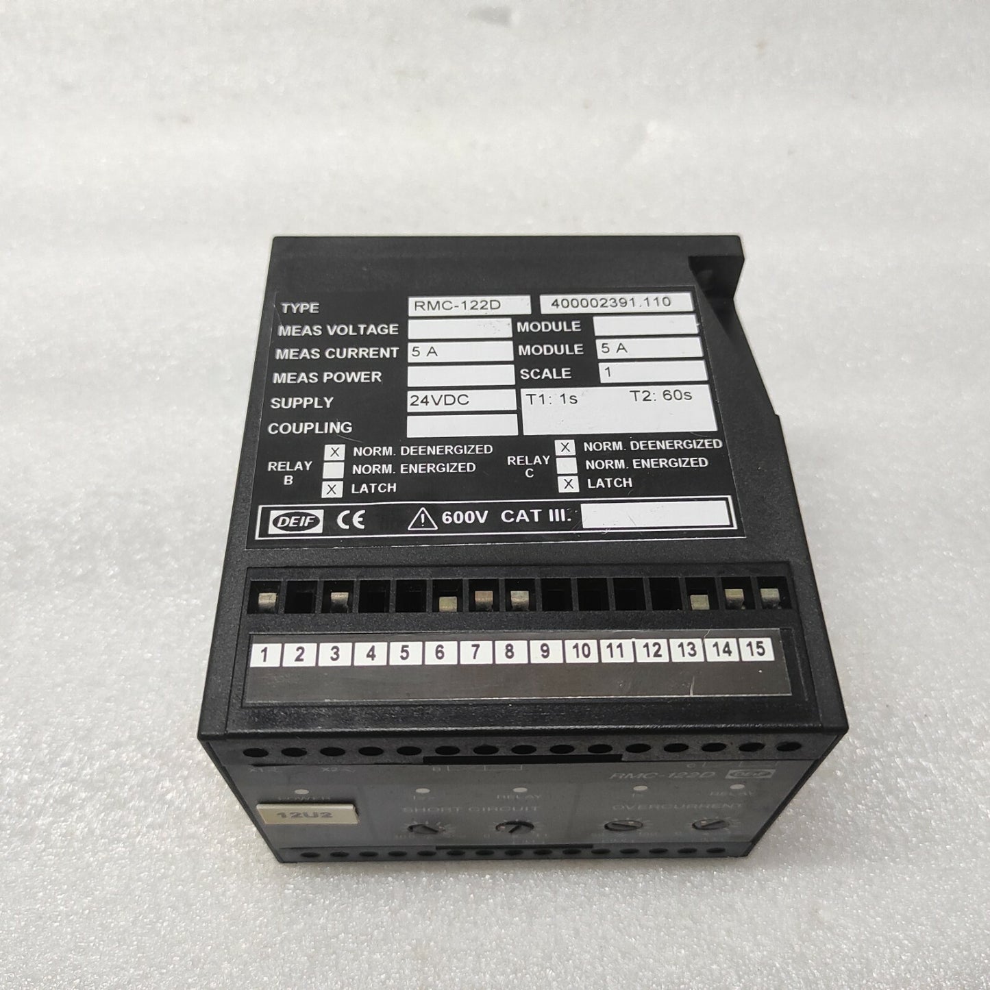 DEIF RMC-122D SHORT CIRCUIT AND OVERCURRENT PROTECTION RELAY 400002391.110 24VDC
