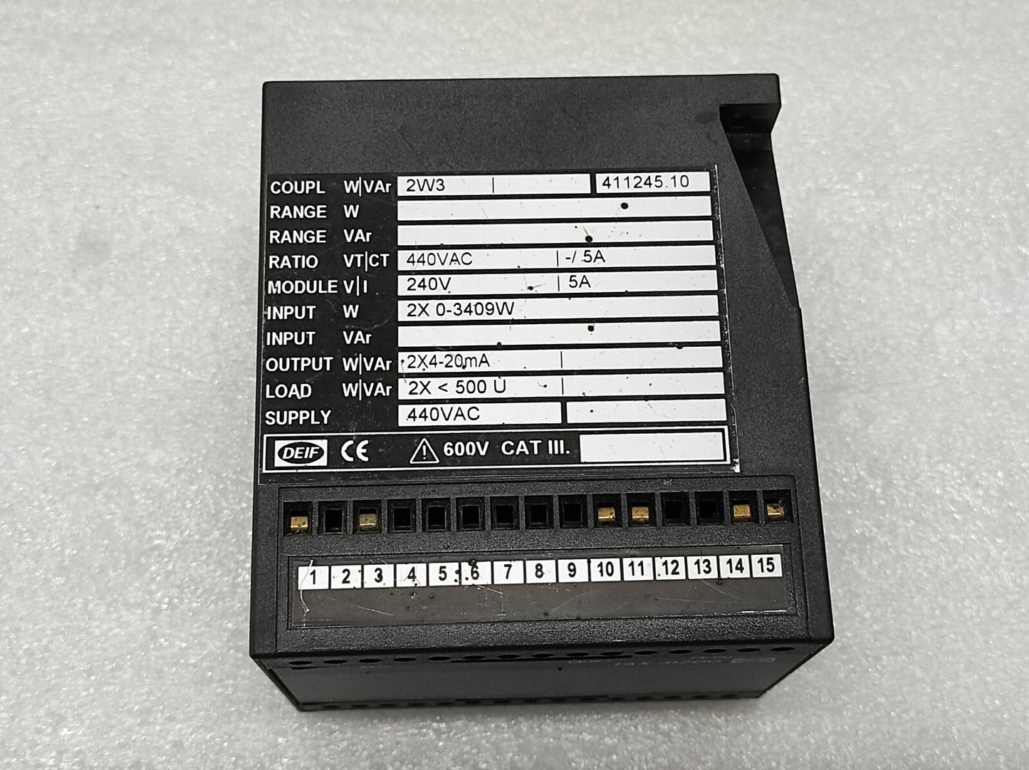 DEIF TAX-312DG OUTPUT POWER TRANSDUCER 411245.10 440V AC