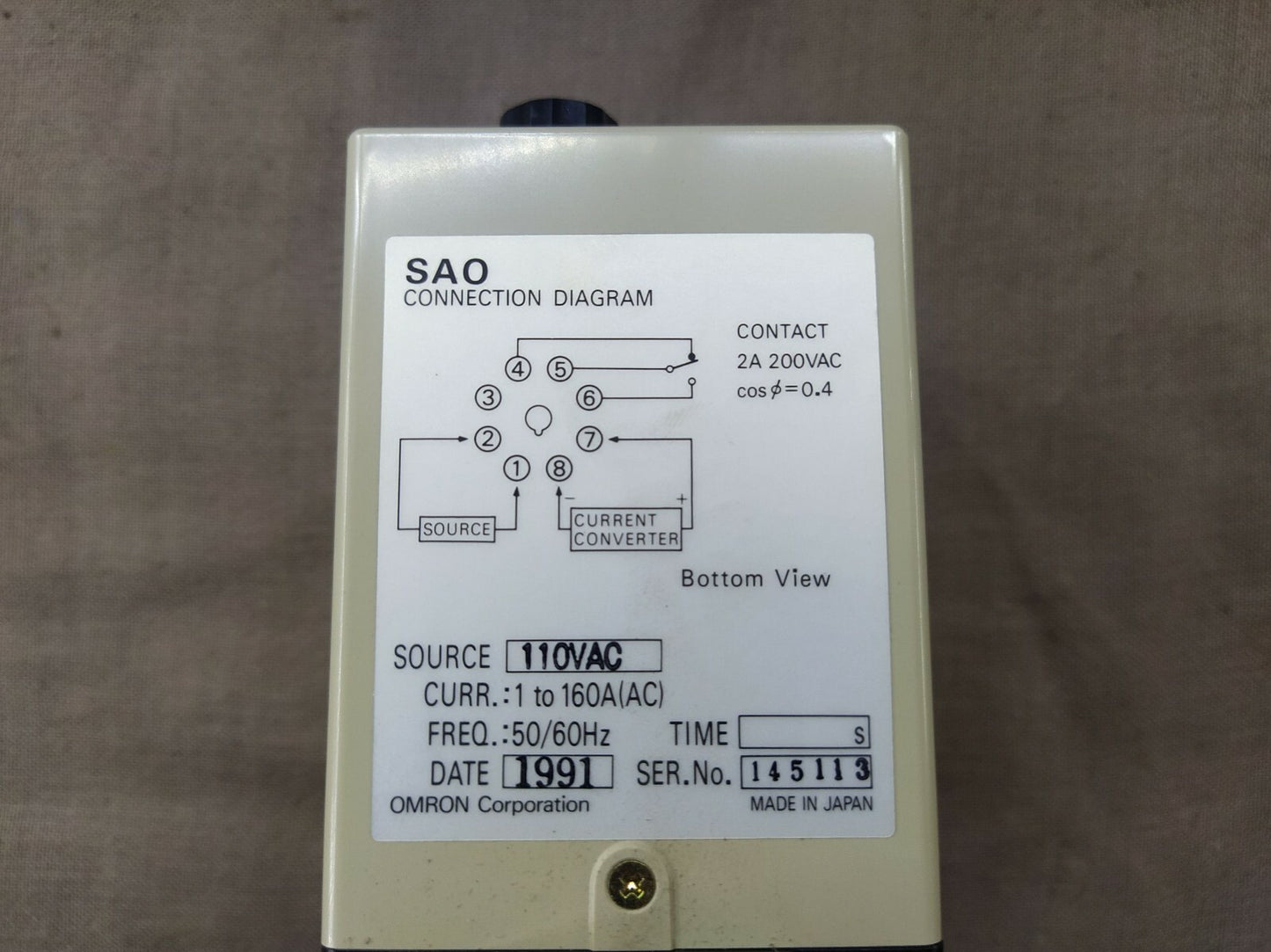 Omron SAO-S Current Sensor 110V AC SAOS